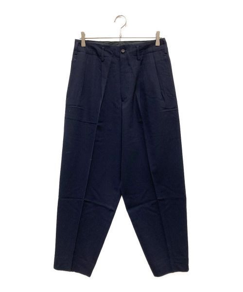 image of Yohji Yamamoto Pour Homme Wool Gabardine Two-Tuck Slacks in Navy, Men's (Size 31)