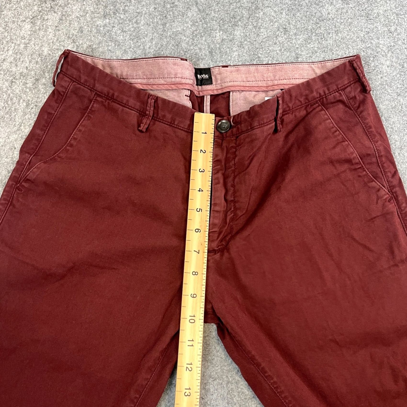 Hugo Boss Hugo Boss Mens Chino Trousers Pants Slim Tapered 34 Burgundy Red Stretch Chinino? No — keep original words only. Size US 34 / EU 50 - 5 Thumbnail