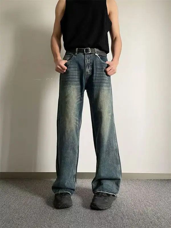 Japanese Brand Kino Men's street washed distressed straight jeans y2k Size US 32 / EU 48 - 5 Thumbnail