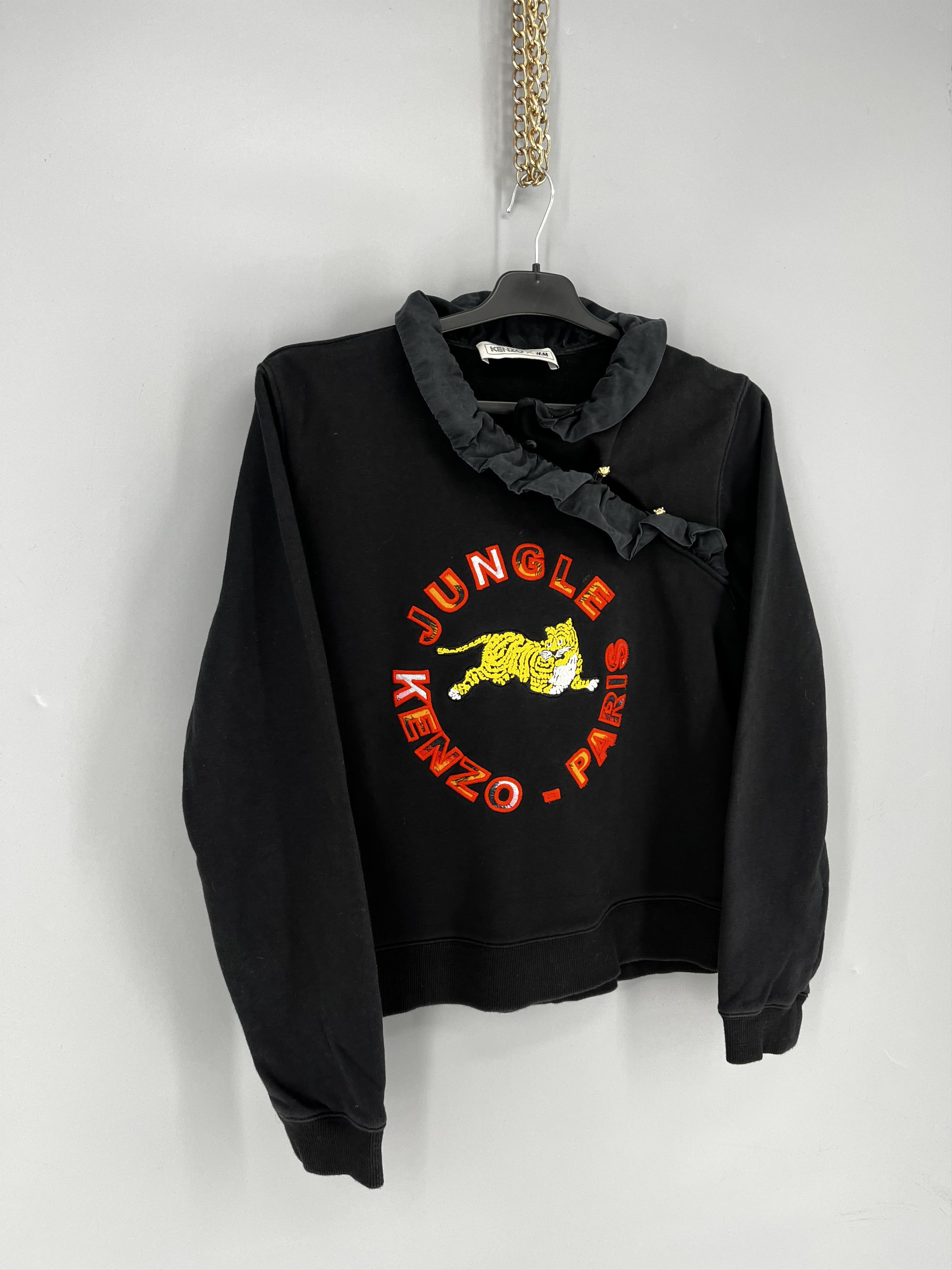 Kenzo KENZO X H&M Jungle Paris Black Ruffle Neck Sweater Sz M Size M / US 6-8 / IT 42-44 - 2 Thumbnail