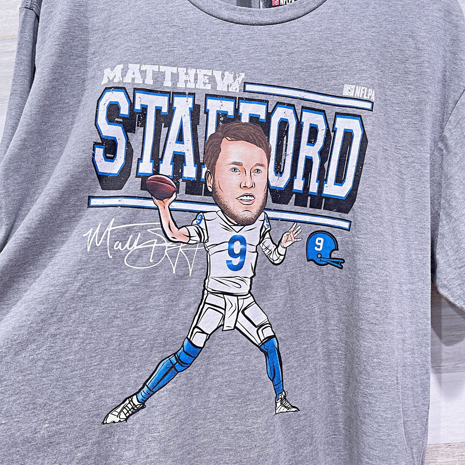 Next Level Apparel NFLPA Matthew Stafford Caricature Graphic T Shirt Gray XL Size US XL / EU 56 / 4 - 3 Thumbnail