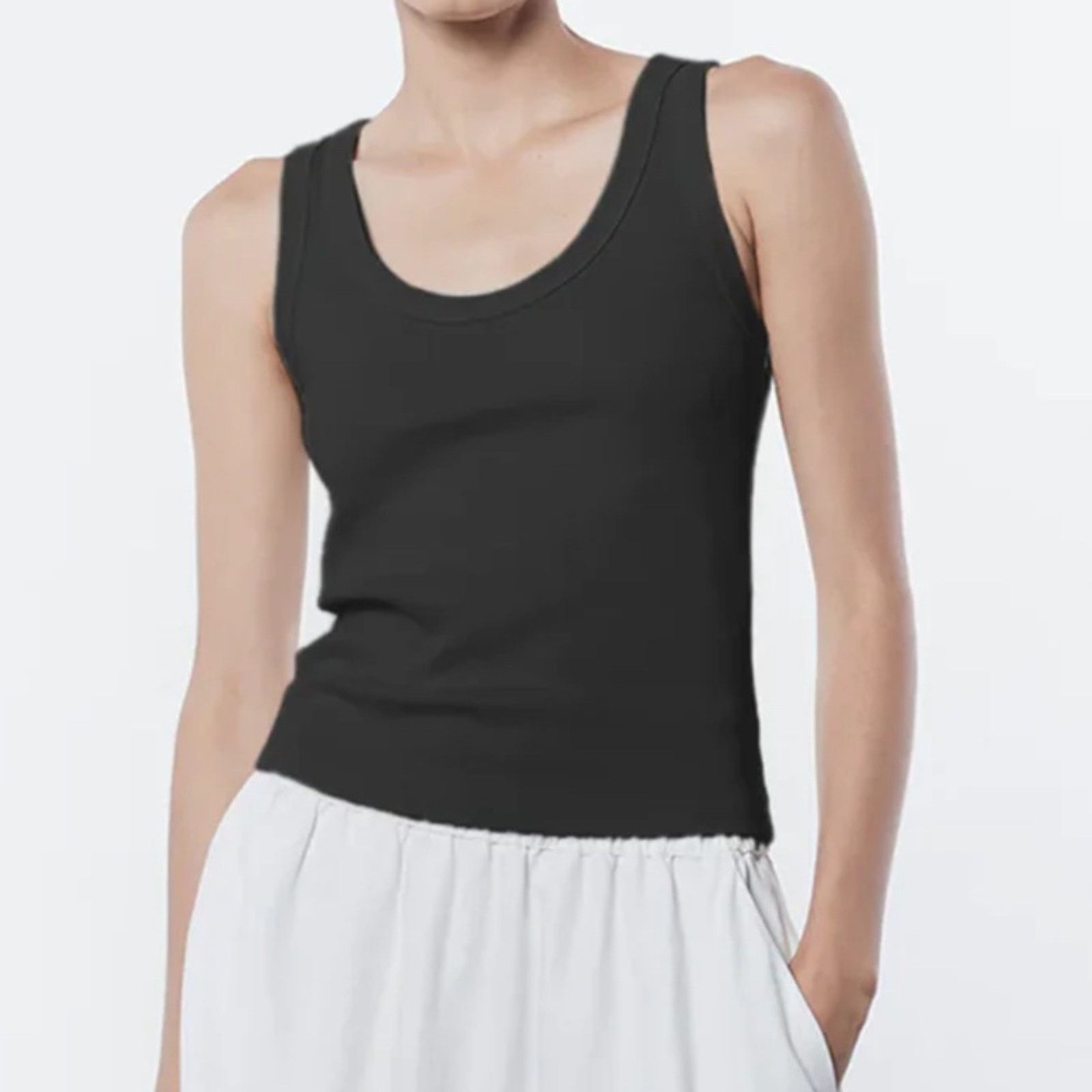 Enza Costa NEW Enza Costa $145 Black Fitted Sleeveless Tank Top Size XS Size XS / US 0-2 / IT 36-38 - 1 Thumbnail