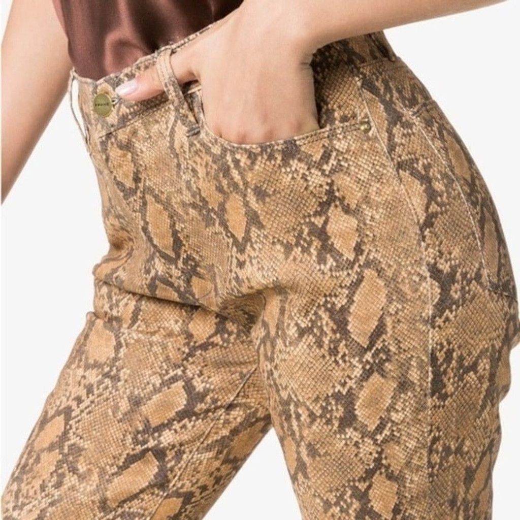 Frame Frame Le High Skinny Crop High Rise Snake Brown Jean Size 25 Size 25" / US 0 / IT 36 - 3 Thumbnail
