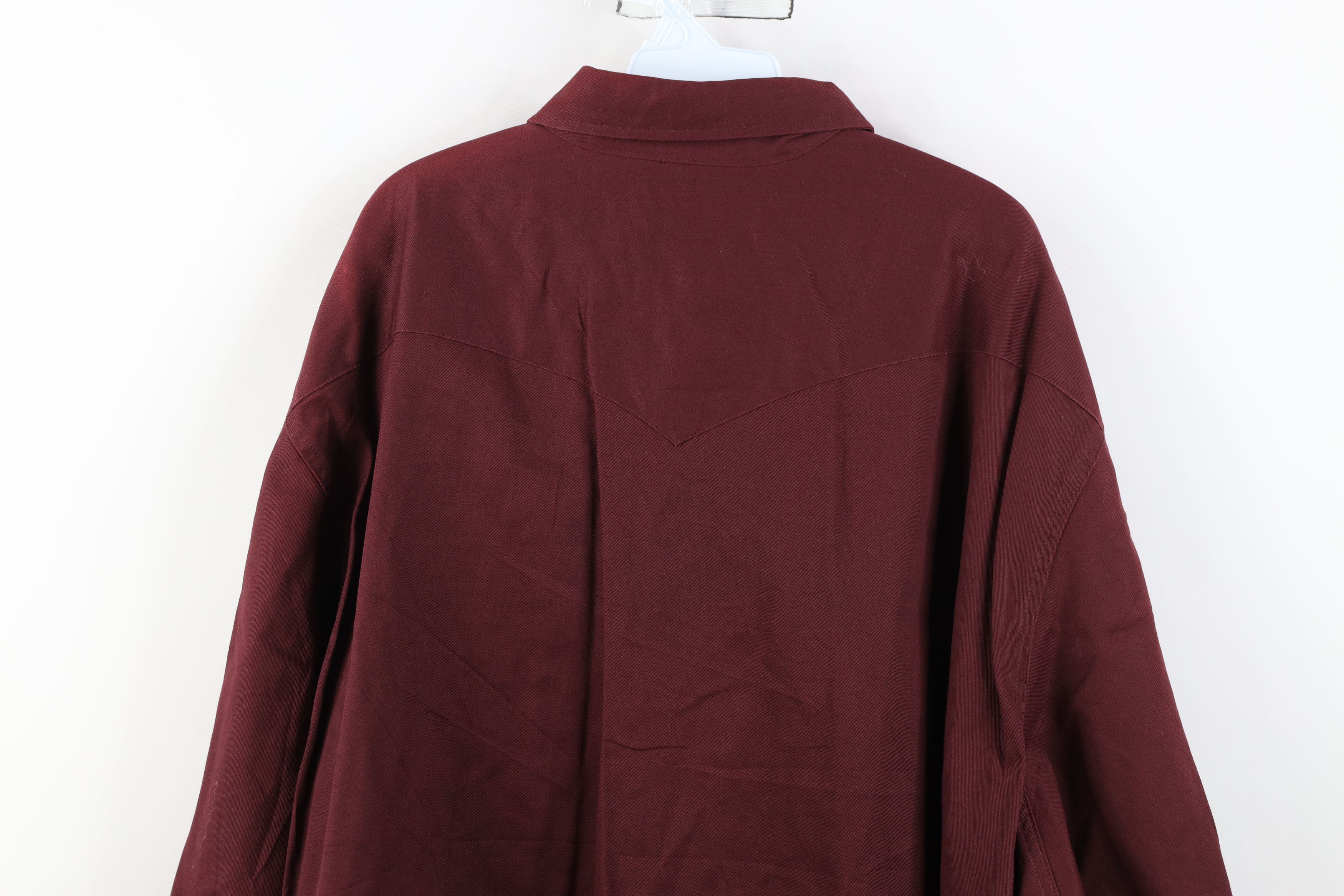 Wrangler Vintage 90s Wrangler Cowboy Snap Button Shirt Burgundy Size US XL / EU 56 / 4 - 13 Thumbnail