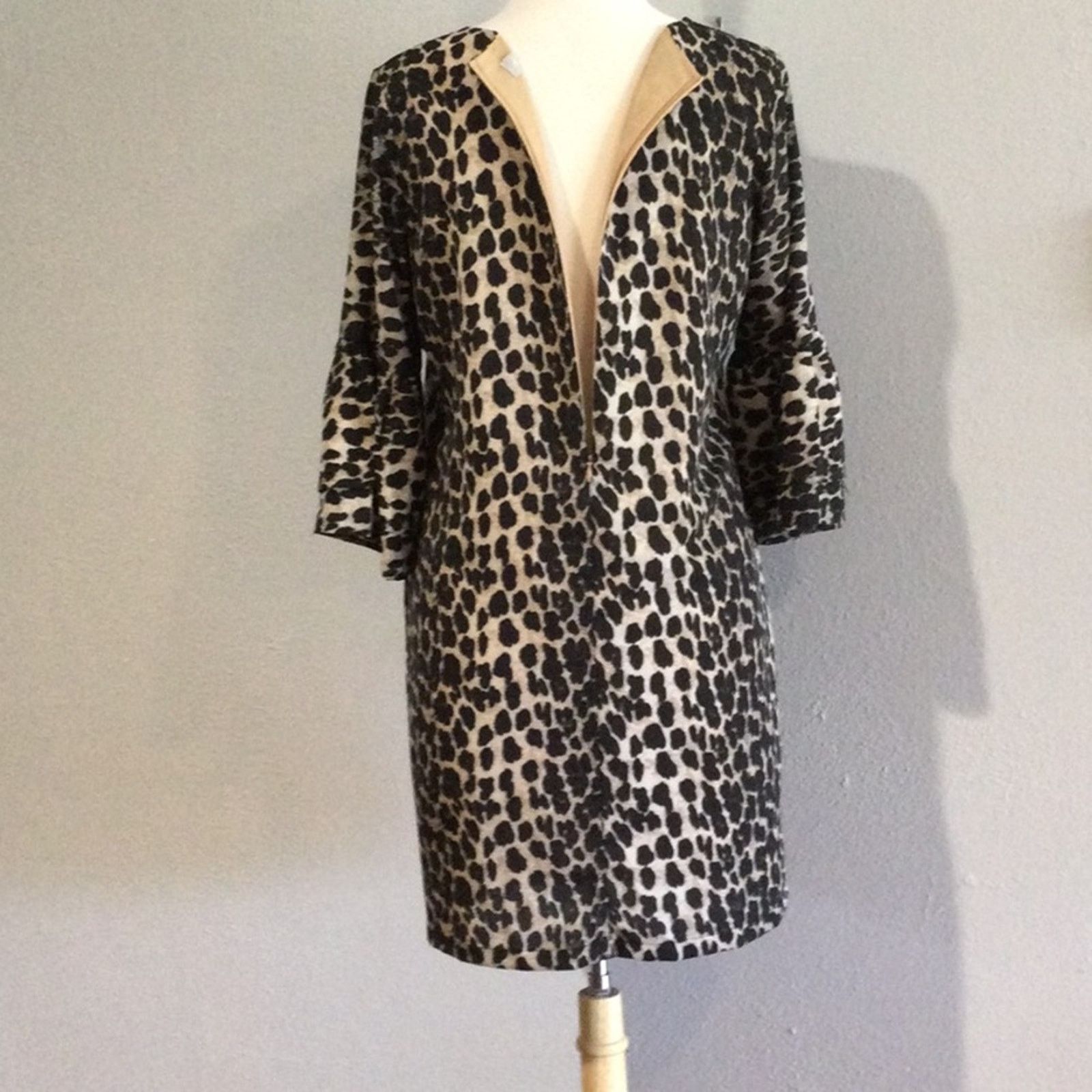 Other Belongsci Mini Shift Dress Leopard Print V-Neck Lined Medium Size M / US 6-8 / IT 42-44 - 10 Thumbnail
