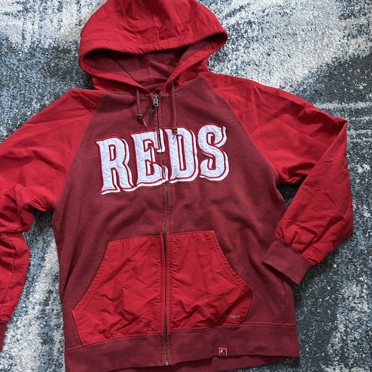 Majestic 2015 CiNCiNNATi REDS FULL ZiP HOODED SPRiNG TRAiNiNG JACKET Size US M / EU 48-50 / 2 - 10 Thumbnail