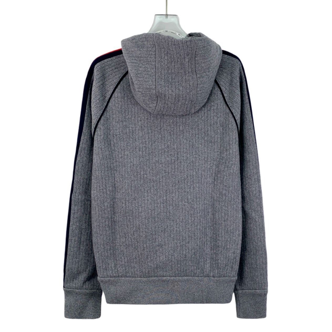 Gucci GUCCI Grey Wool & Cashmere Hooded Sweatshirt With Navy & Red Size S / US 4 / IT 40 - 8 Thumbnail