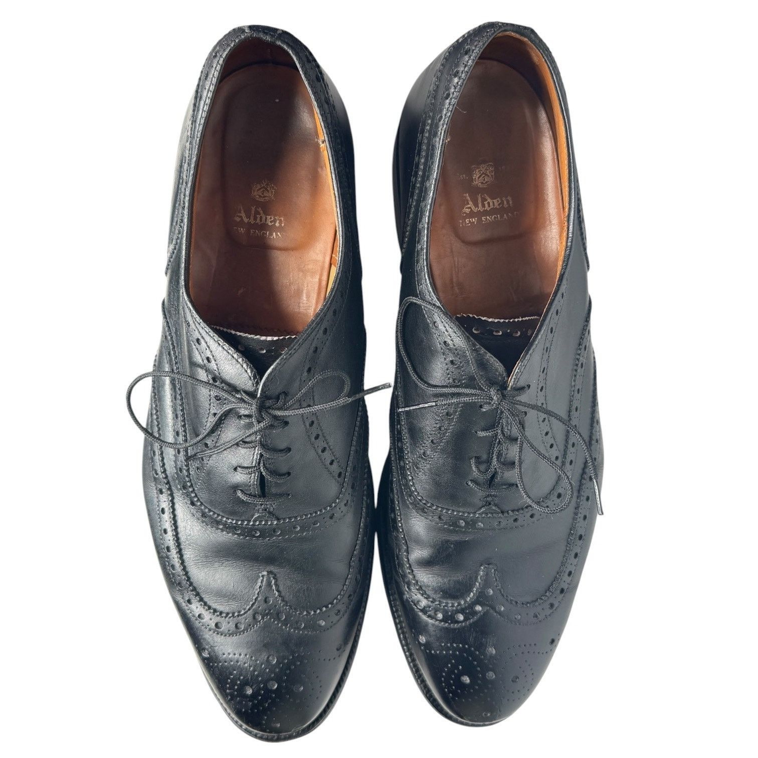 Alden England Black Leather Wingtip Brogue Shoes 12D Vintage Alden England Black Leather Wingtip Brogue Shoes 12D VTG main image 2