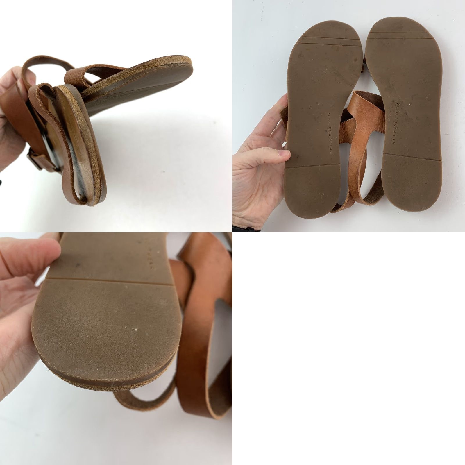 Vintage ZUZII Sandal Women's Brown Leather Ankle Strap Flat Size 7 Buckle Rubber Insole Upper Leather Casual Spring Summer 7 Womens Size US 7 / IT 37 - 8 Thumbnail