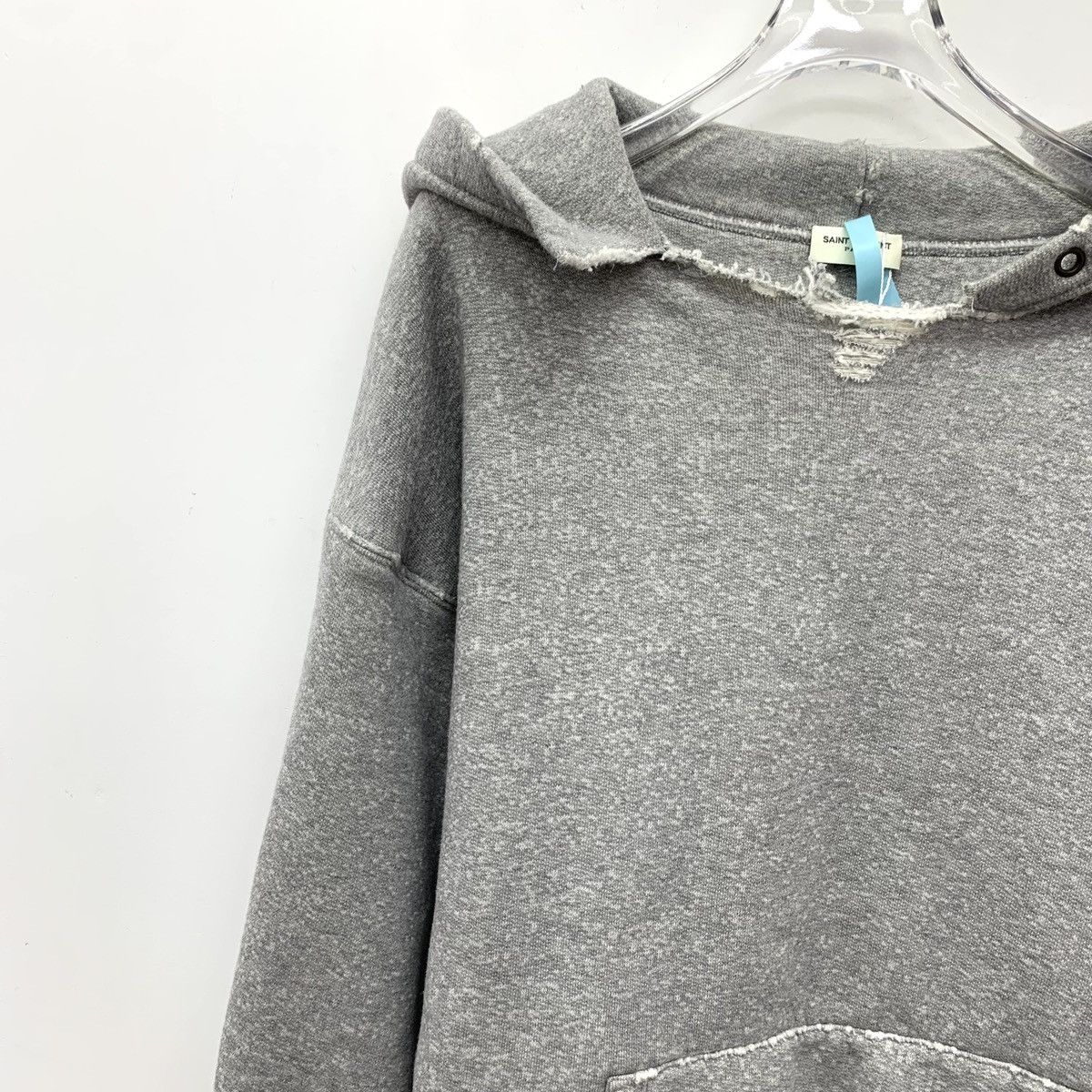 Yves Saint Laurent Yves Saint Laurent Grey Vintage Logo Hooded Sweatshirt K26WX Size L / US 10 / IT 46 - 3 Thumbnail