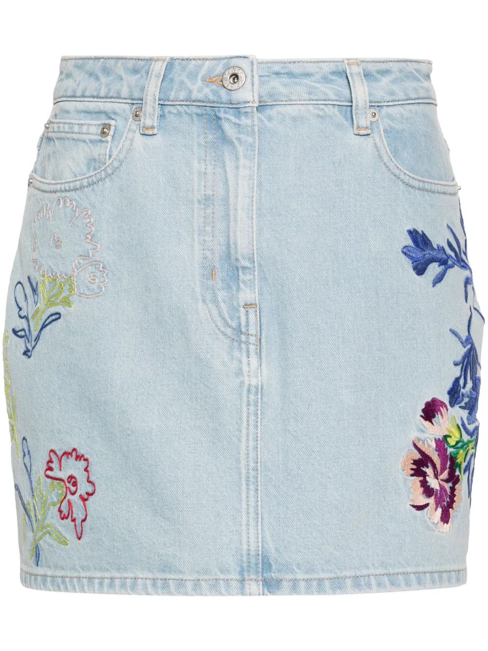 Kenzo o1y1025 Denim Mini Skirt in Blue Size 26" / US 2 / IT 38 - 1 Thumbnail