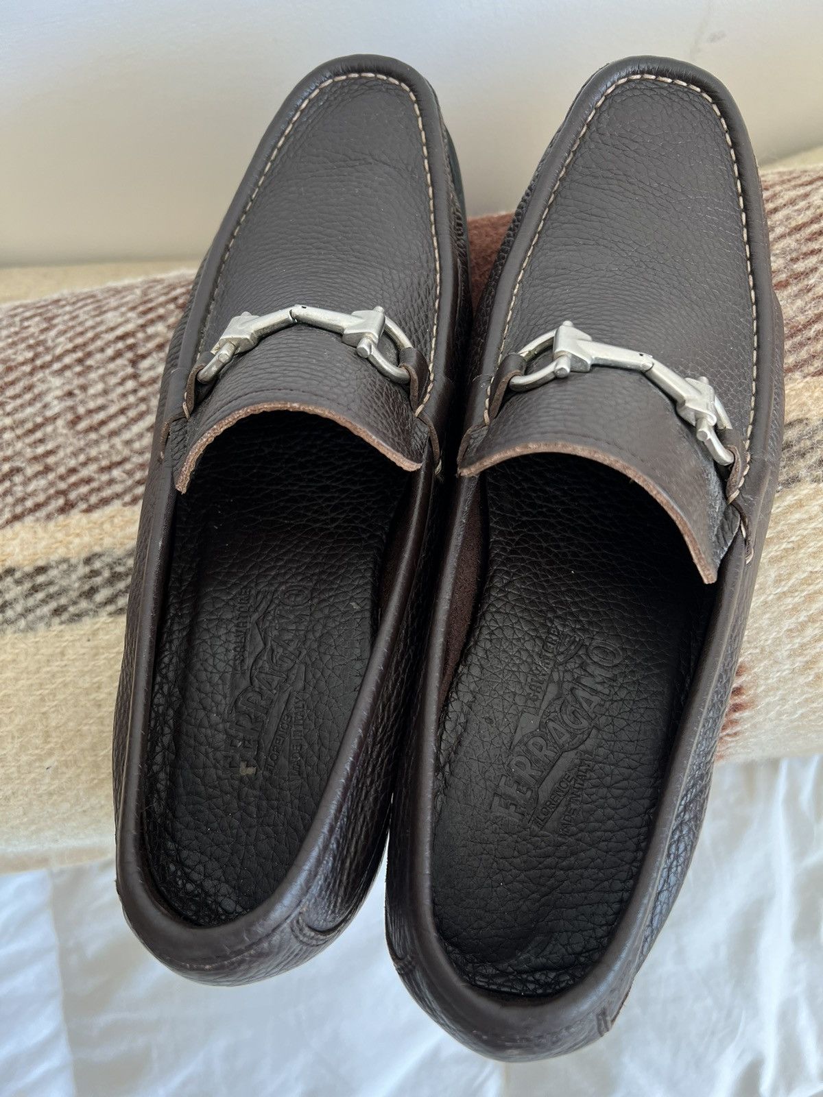 Salvatore Ferragamo SALVATORE FERRAGAMO "Magnifico"Brown Leather Gancini Loafers Size US 8.5 / EU 41-42 - 9 Thumbnail
