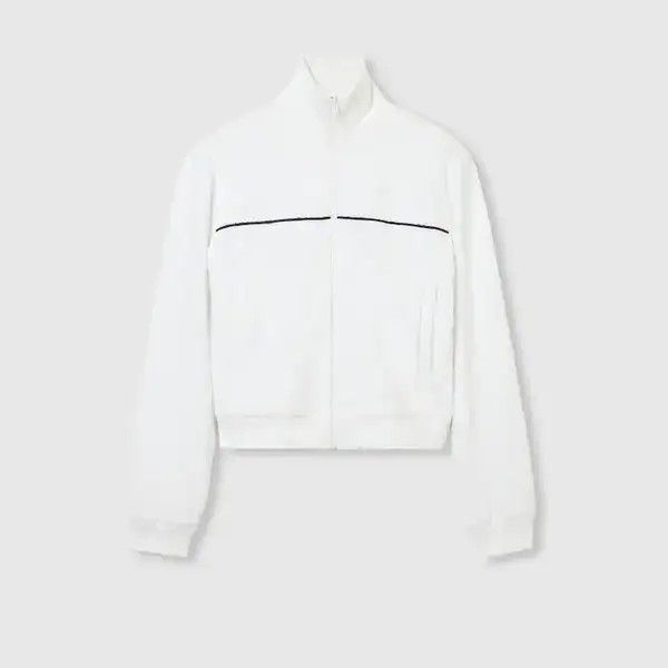 Gucci o1la5ras0526 GG Terrycloth Cotton Zip Sweatshirt in White Size M / US 6-8 / IT 42-44 - 1 Thumbnail