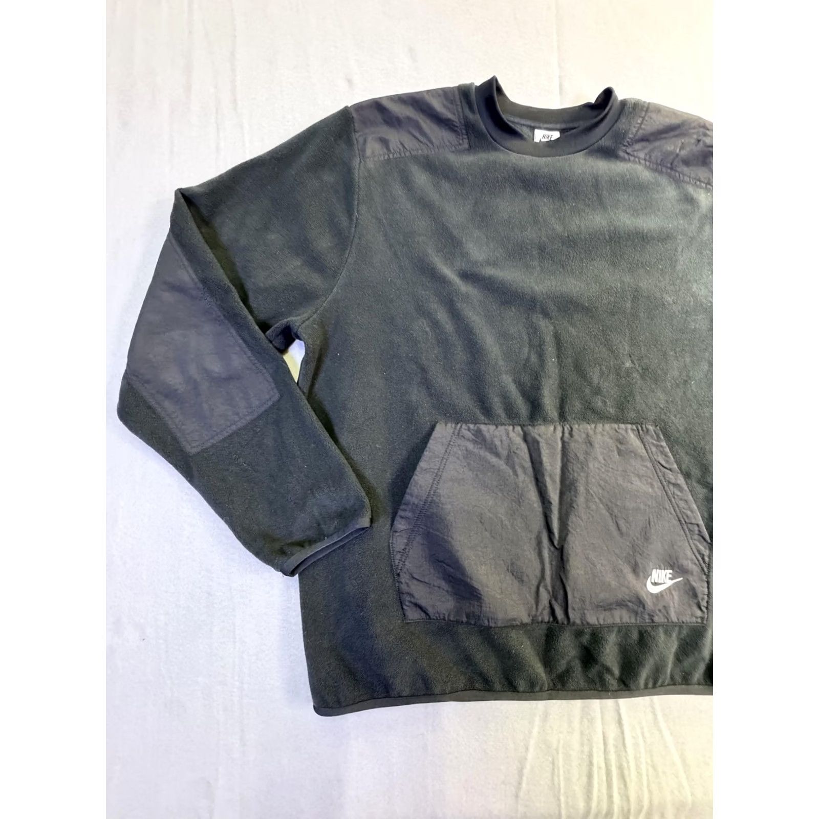 Nike Nike Sweatshirt Mens Large Tall Black Fleece Pullover Kangaroo Pocket Crewneck Size US L / EU 52-54 / 3 - 3 Thumbnail