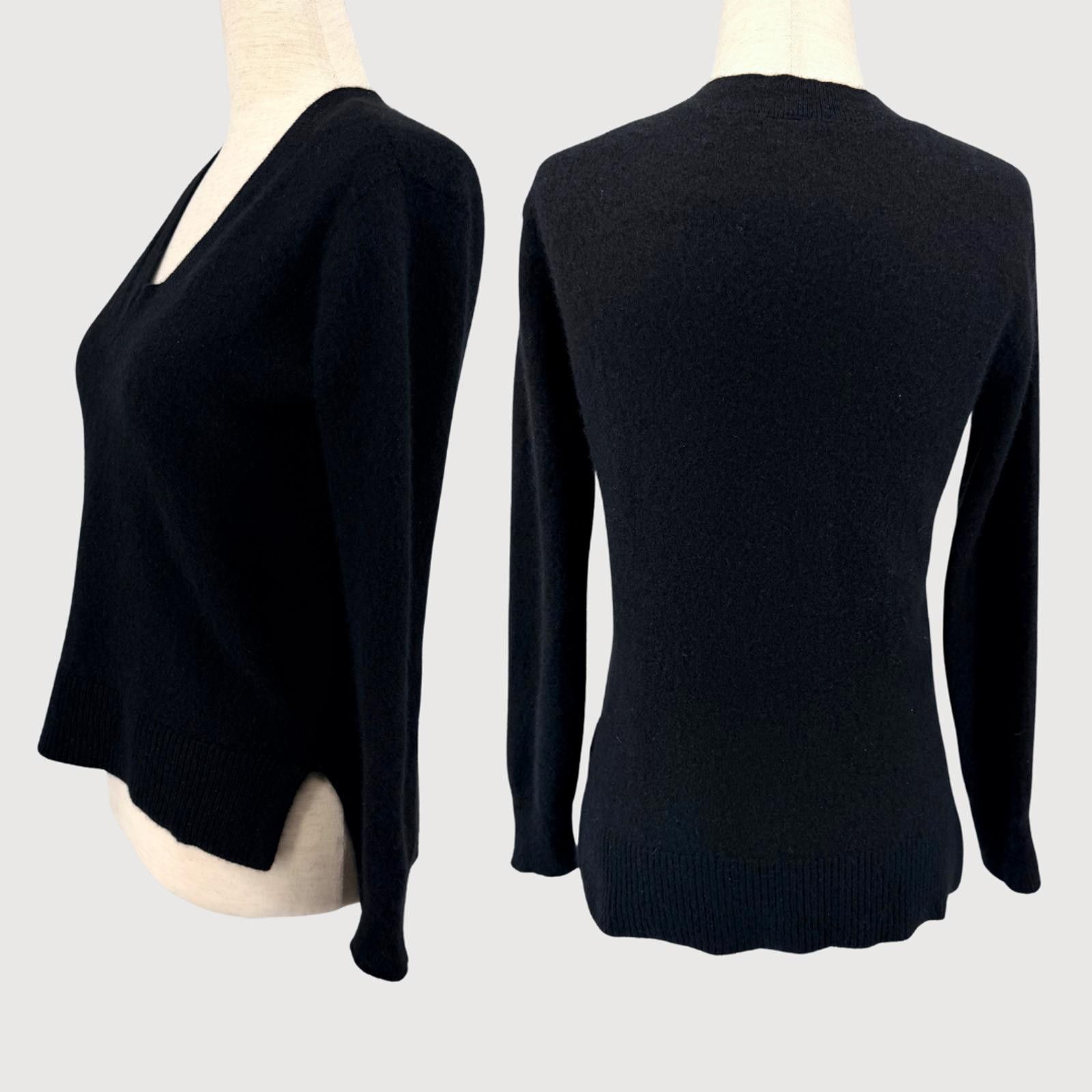 Saks Fifth Avenue Saks Fifth Avenue Sweater Cashmere V-Neck Black S Size S / US 4 / IT 40 - 3 Thumbnail