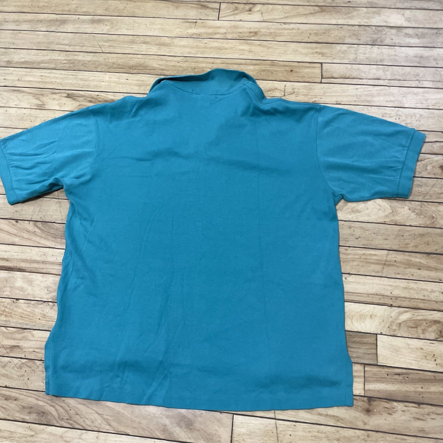 Vintage VINTAGE Polo Shirt Men XL Teal Blue Stretch Jersey Crop Single Stitch 90s USA Grunge Size US XL / EU 56 / 4 - 2 Thumbnail