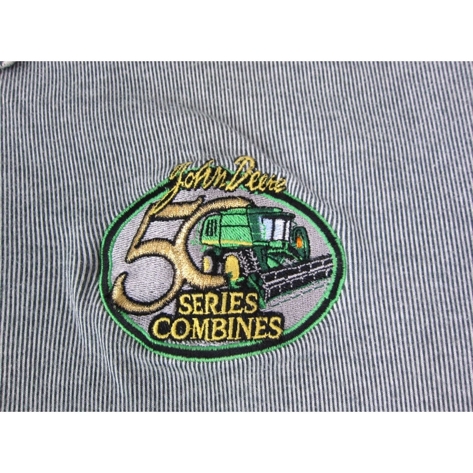 John Deere VINTAGE John Deere Polo Shirt Mens Large Green Classic Pinstriped 90s Golf Lee Size US L / EU 52-54 / 3 - 3 Thumbnail