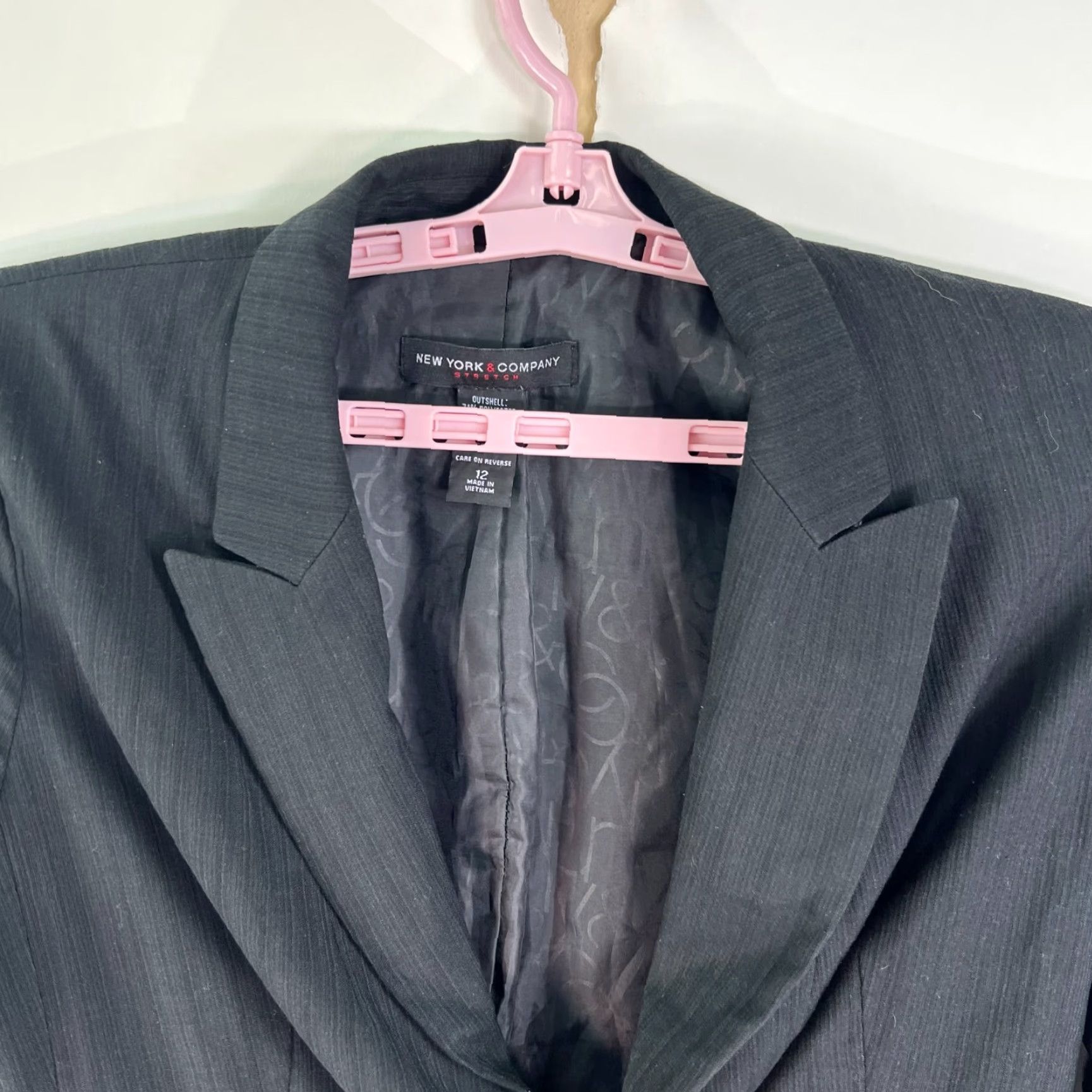 Vintage New York & CO Womens Blazer Jacket Black SZ 12 Stretch Notch Lapel One Button Size XL / US 12-14 / IT 48-50 - 2 Thumbnail