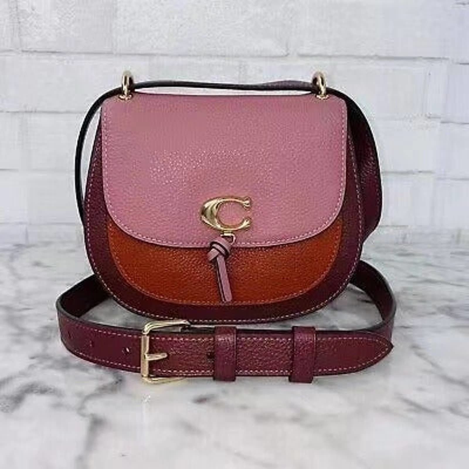 image of Coach 1330 Remi Saddle Bag In Colorblock Rose Multi in Pink, Women's