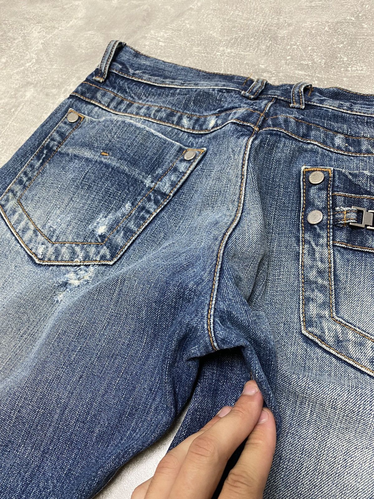 Designer × Dirk Bikkembergs Dirk Bikkembergs Sport Couture Cut Raw Denim Jeans Size US 34 / EU 50 - 18 Thumbnail
