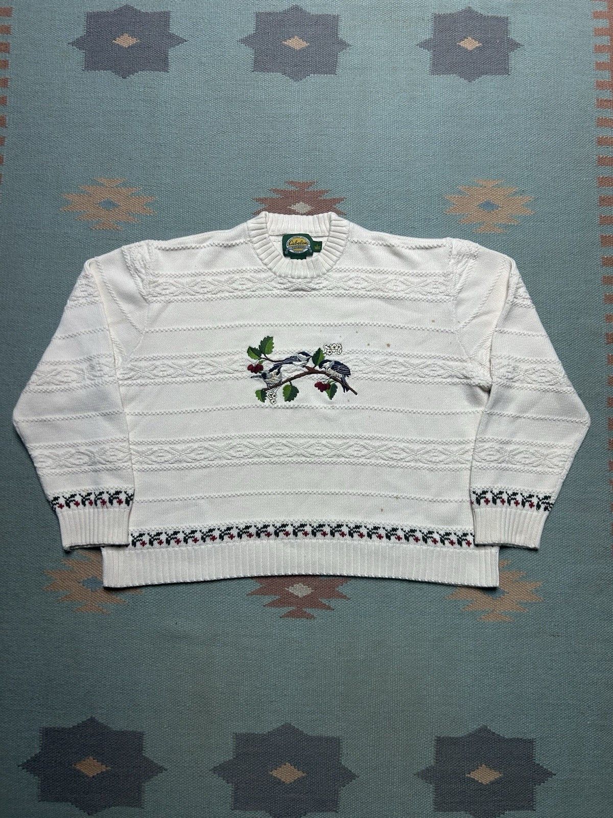 Vintage Vtg cabela’s cotton knit sweater embroide birds nature large Size L / US 10 / IT 46 - 1 Thumbnail