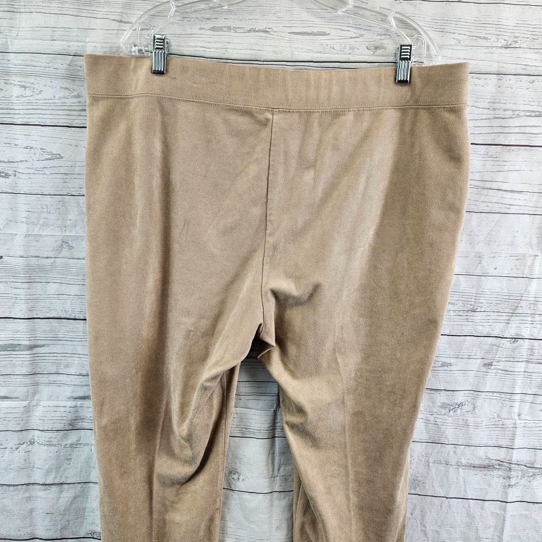 Vintage Chicos Zenergy Womens Faux Suede Pants Sz XL Tan Pull On High Rise Size 40" / US 18 - 4 Thumbnail