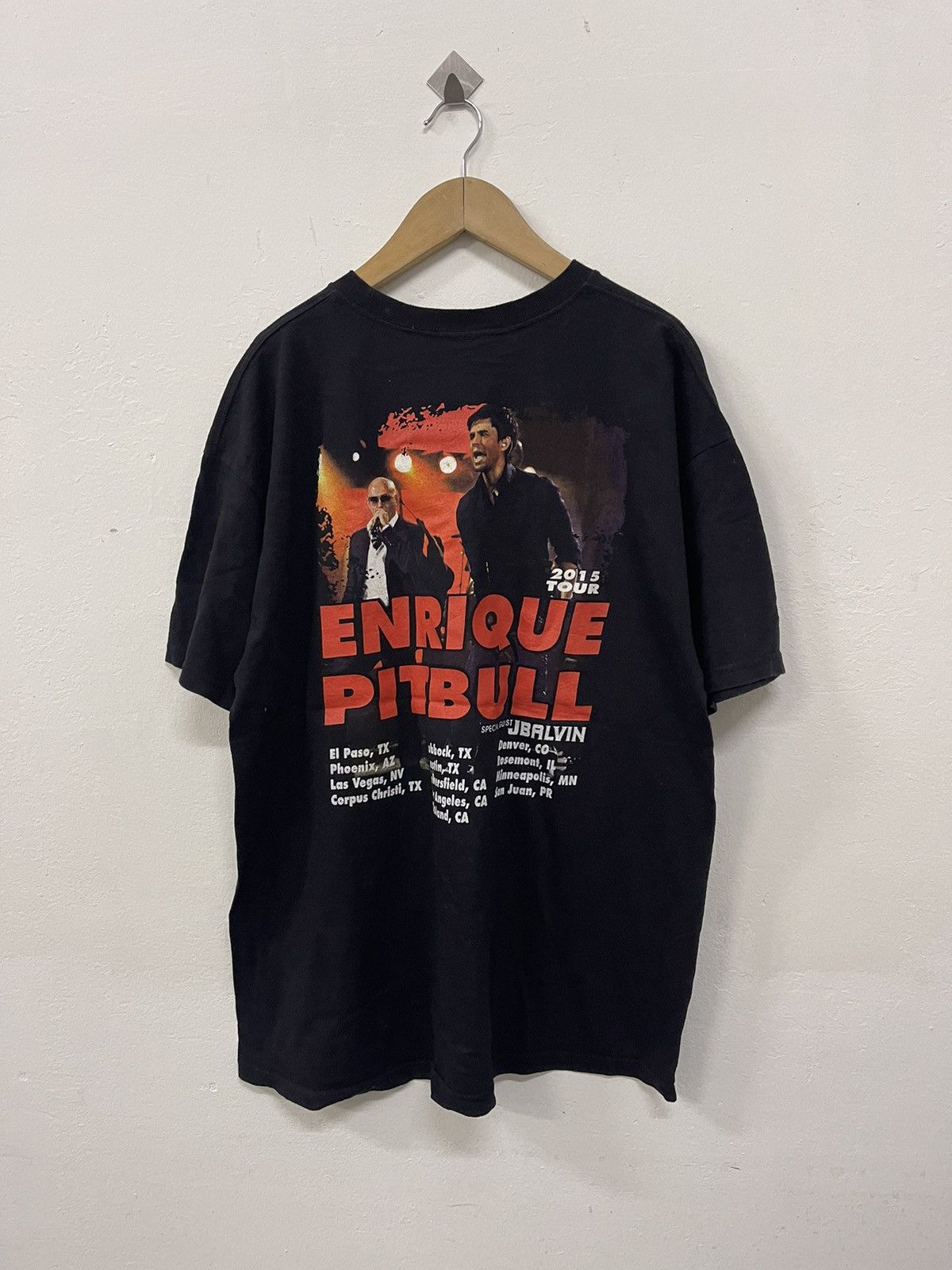 image of Band Tees x Tour Tee Pitbull & Enrique 2015 Tour Shirt in Black, Men's (Size XL)