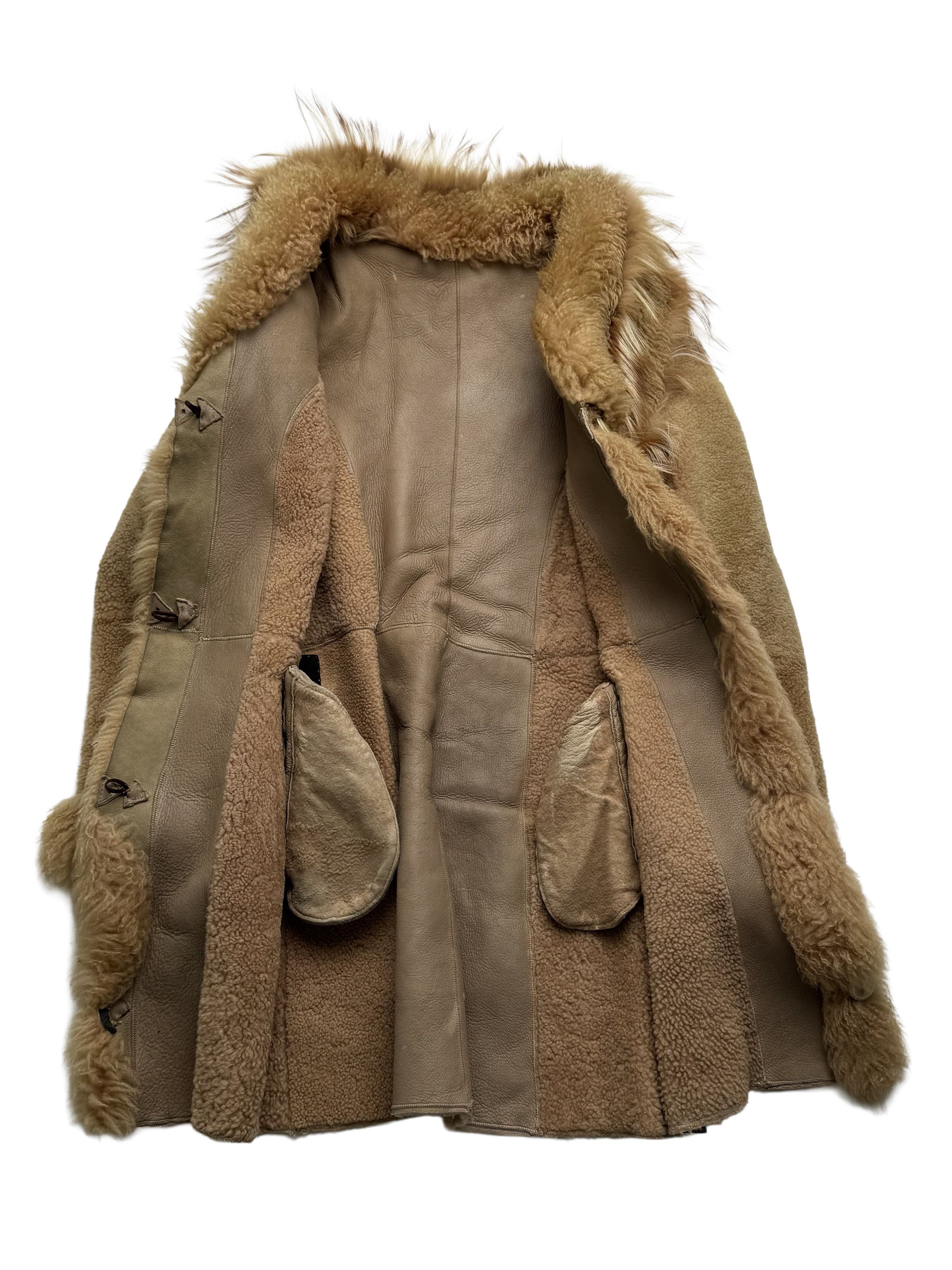 Vintage Vintage Beige Sheepskin Leather Coat Shearling Long Fur Trim Size M / US 6-8 / IT 42-44 - 6 Thumbnail