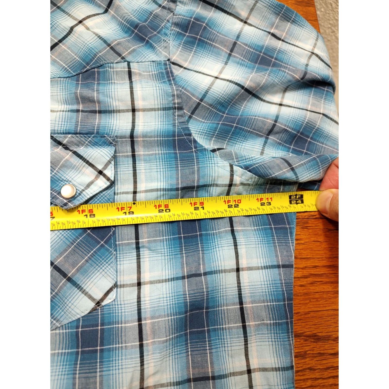 Wrangler Wrangler Shirt Mens XL Blue Plaid Pearl Snap Sawtooth Western Rodeo Cowboy Retro Button-Up Long Sleeve Size US XL / EU 56 / 4 - 6 Thumbnail