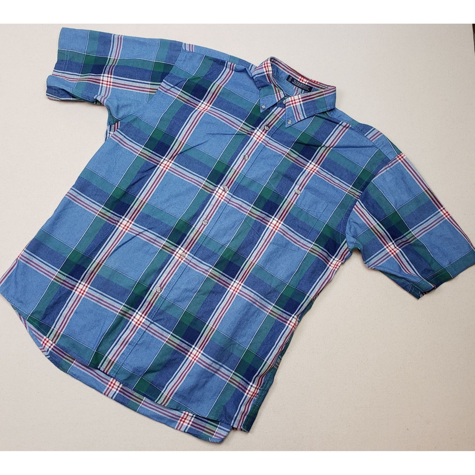 Van Heusen Van Heusen Men's Short Sleeve Button Up Shirt Blue/Red Sz L Size US L / EU 52-54 / 3 - 1 Thumbnail