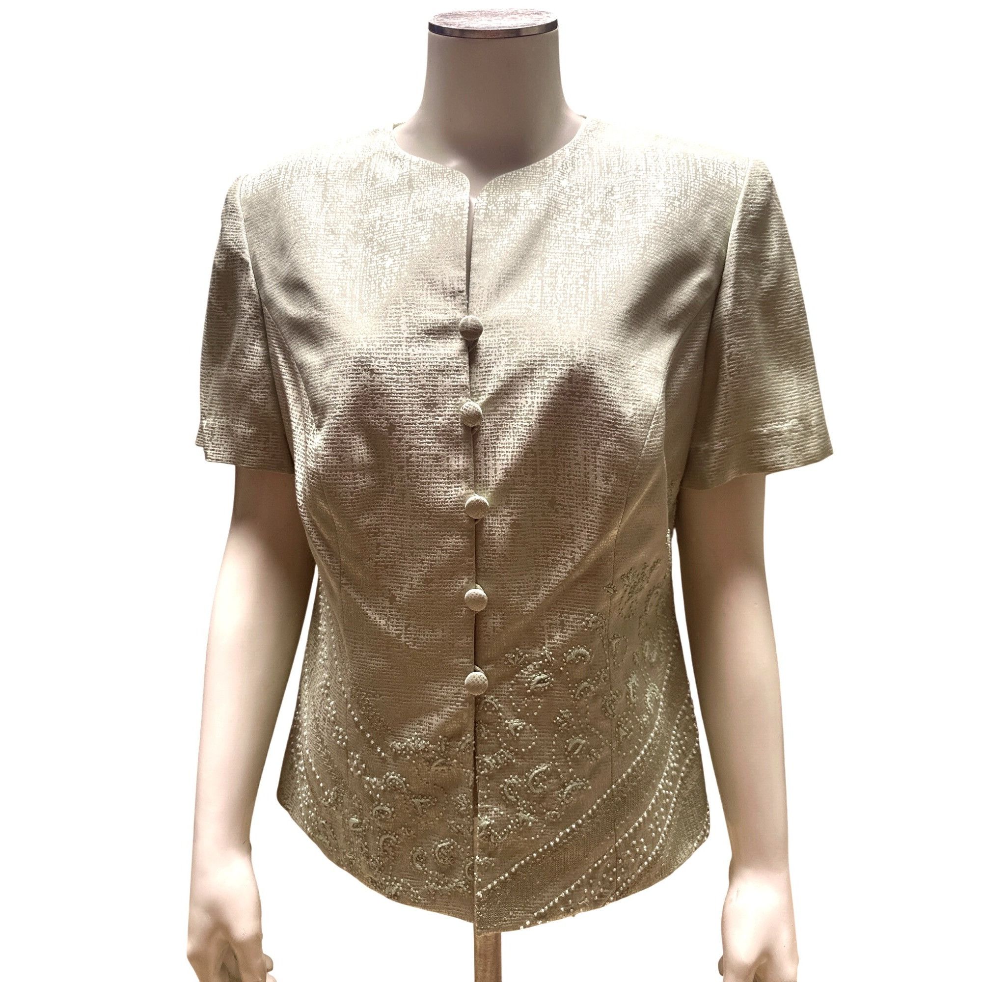 Adrianna Papell Papell Petites Vintage 90s 8P Sage Green Silk Beaded Skirt S Size M / US 6-8 / IT 42-44 - 3 Thumbnail
