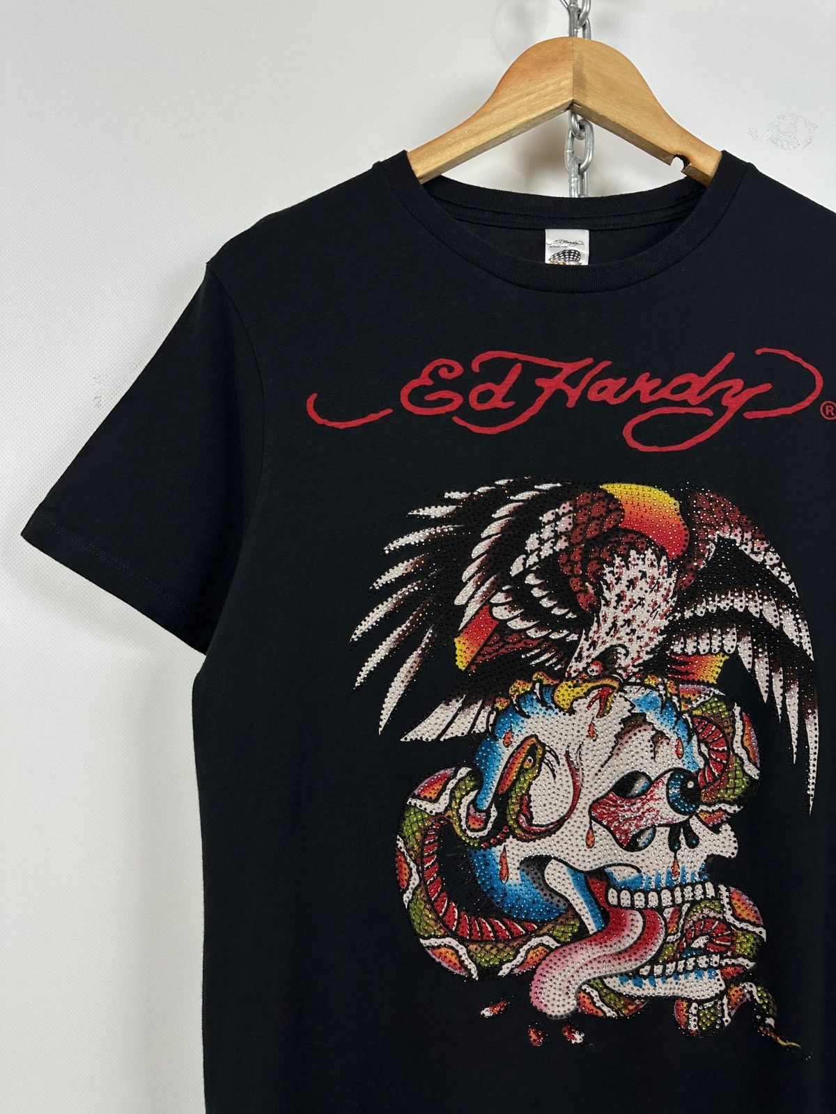 Ed Hardy Vintage Ed Hardy Rhinestones Skull Eagle Snake Black T-Shirt Size US M / EU 48-50 / 2 - 3 Thumbnail