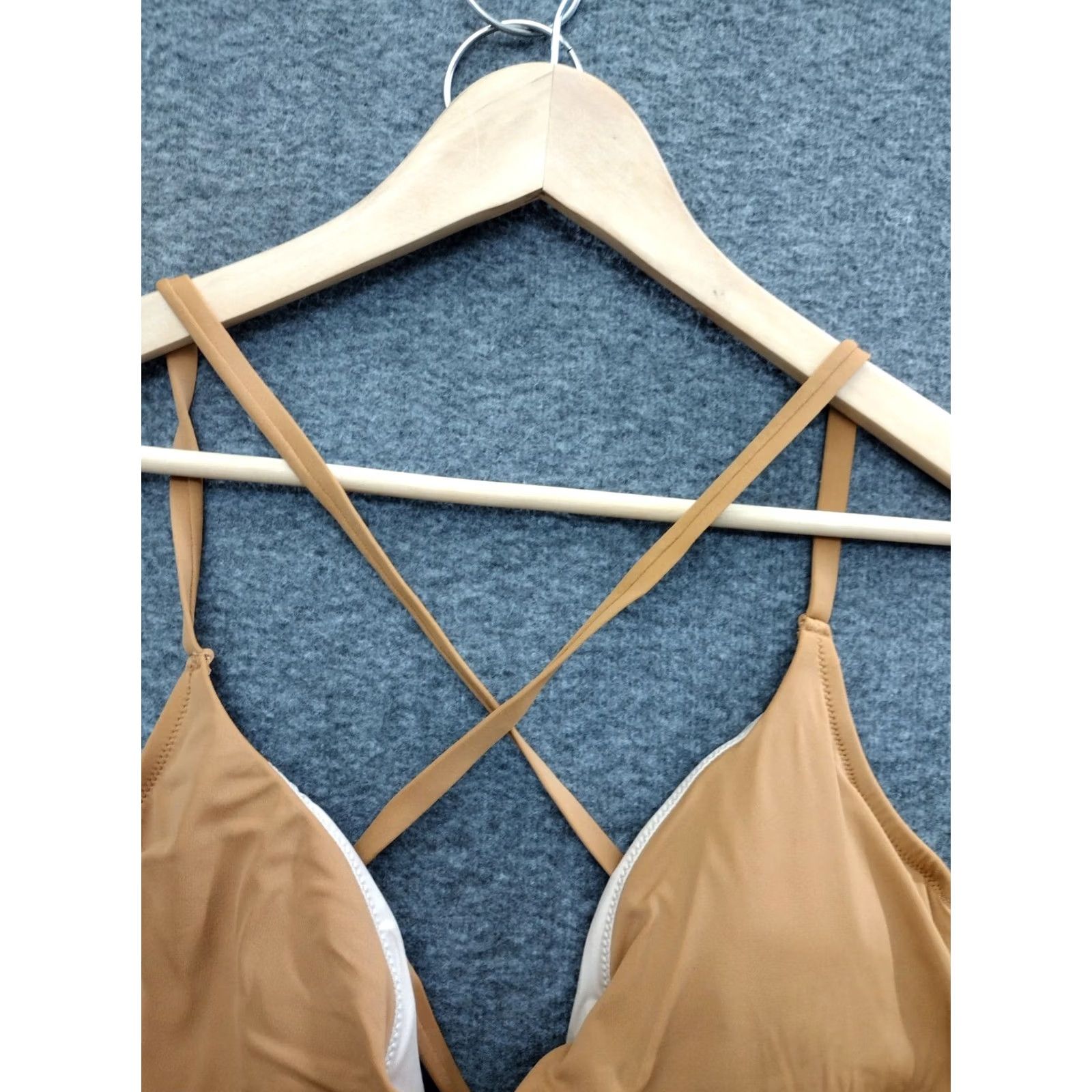 Vintage Shade & Shore Bikini Top Women 36D Brown Key Hole Spaghetti Padded Lined Beach 90s Event Size XS / US 0-2 / IT 36-38 - 7 Thumbnail