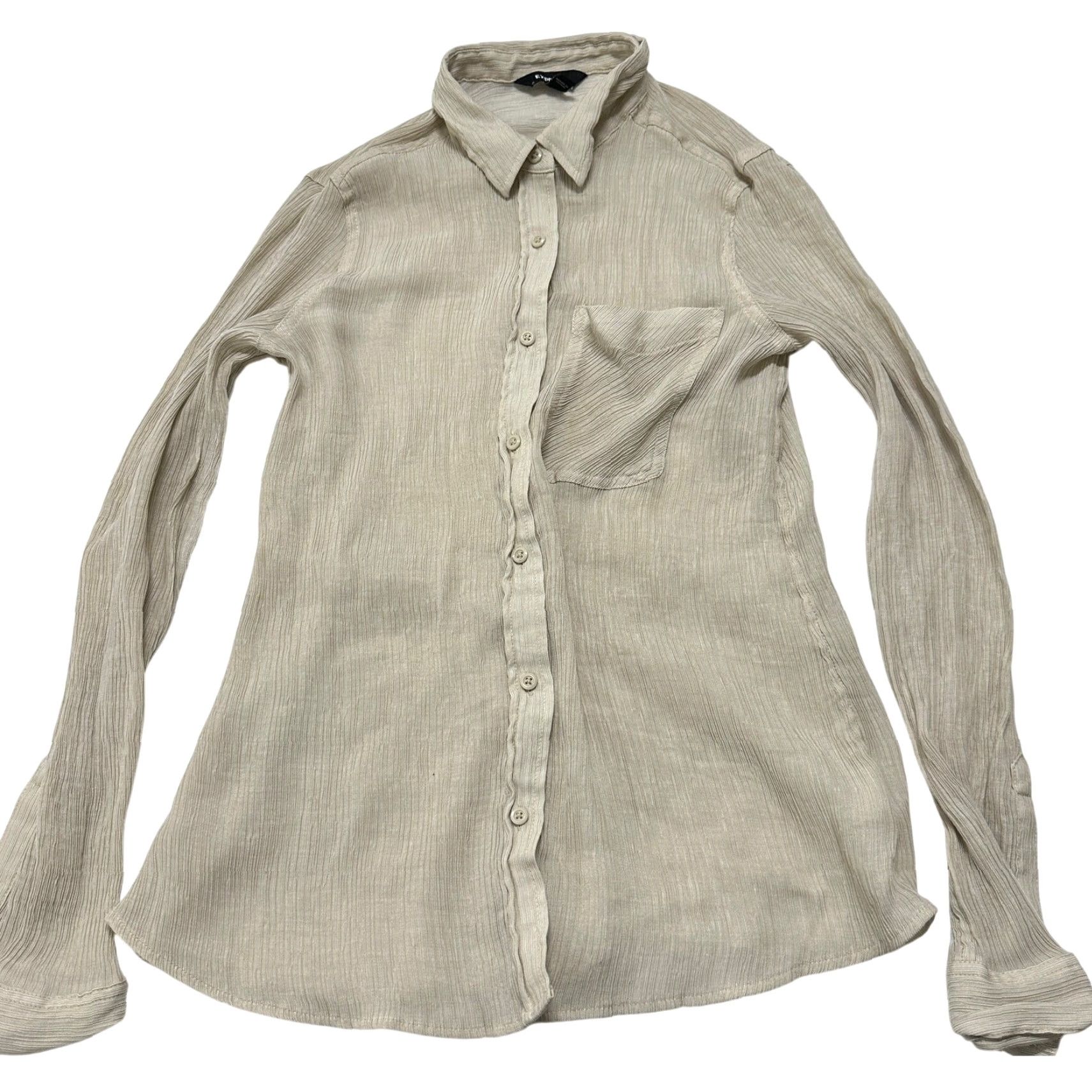 Express VINTAGE Express Blouse Women S Beige Button Up Lightweight Office Career Size S / US 4 / IT 40 - 2 Thumbnail