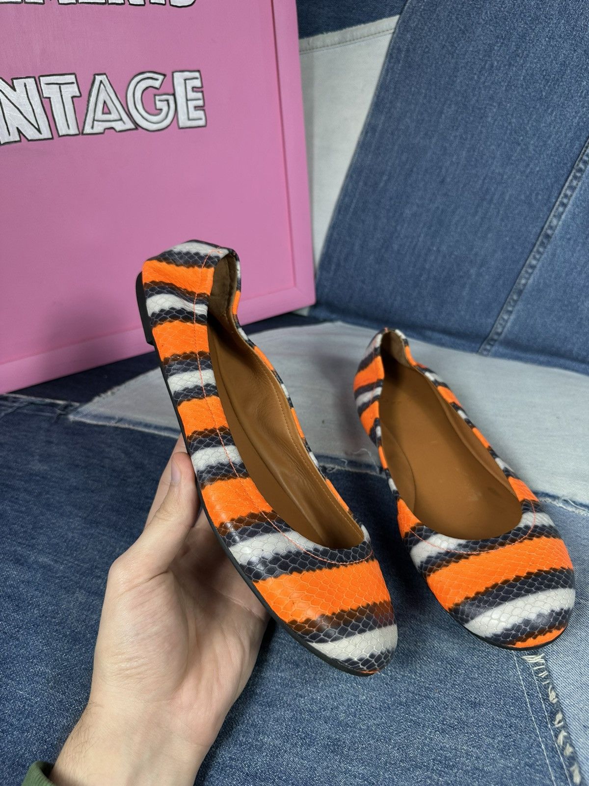 Marc by Marc Jacobs Marc By Marc Jacobs Ballet Flats Snake Print Multicolor Size US 10 / IT 40 - 4 Thumbnail