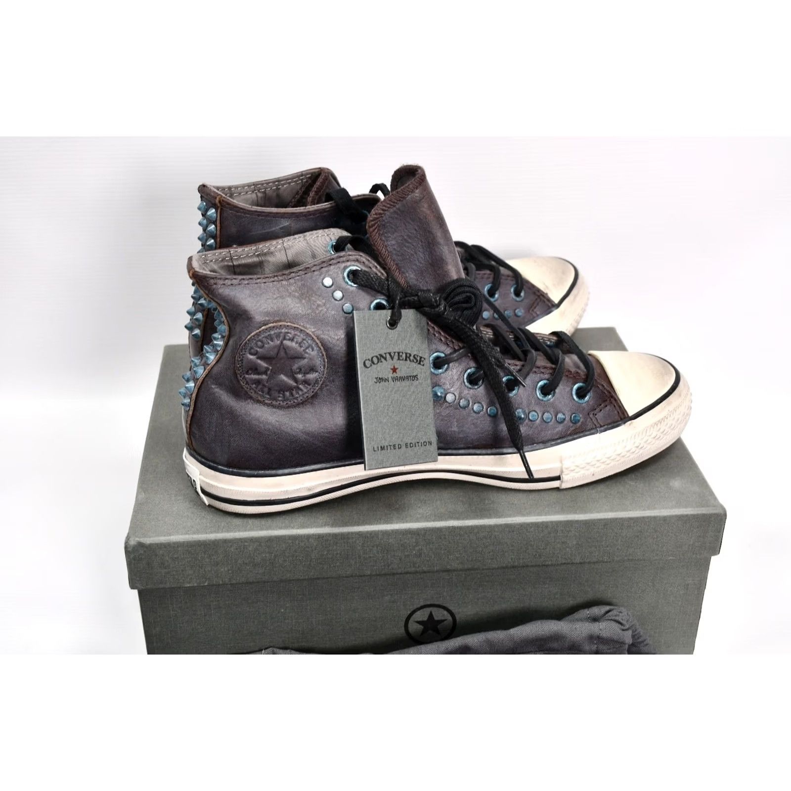 John Varvatos Converse by John Varvatos All Star Chuck Taylor Brown Leather Studded Men's 42.5 Shoes Casual Leather Studded Brown 42.5 US 9 Mens Shoes Size US 9 / EU 42 - 5 Thumbnail