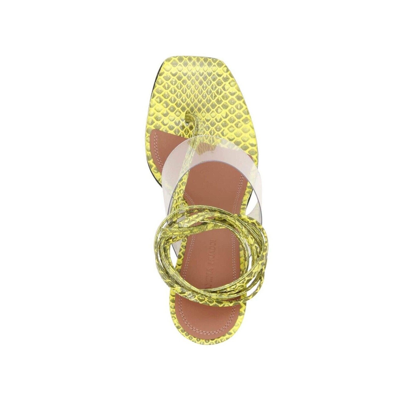 Amina Muaddi Zula Ayer Snake Print Thong Lace Up Tie Sandal Heel Pump 37 Size US 7 / IT 37 - 5 Thumbnail