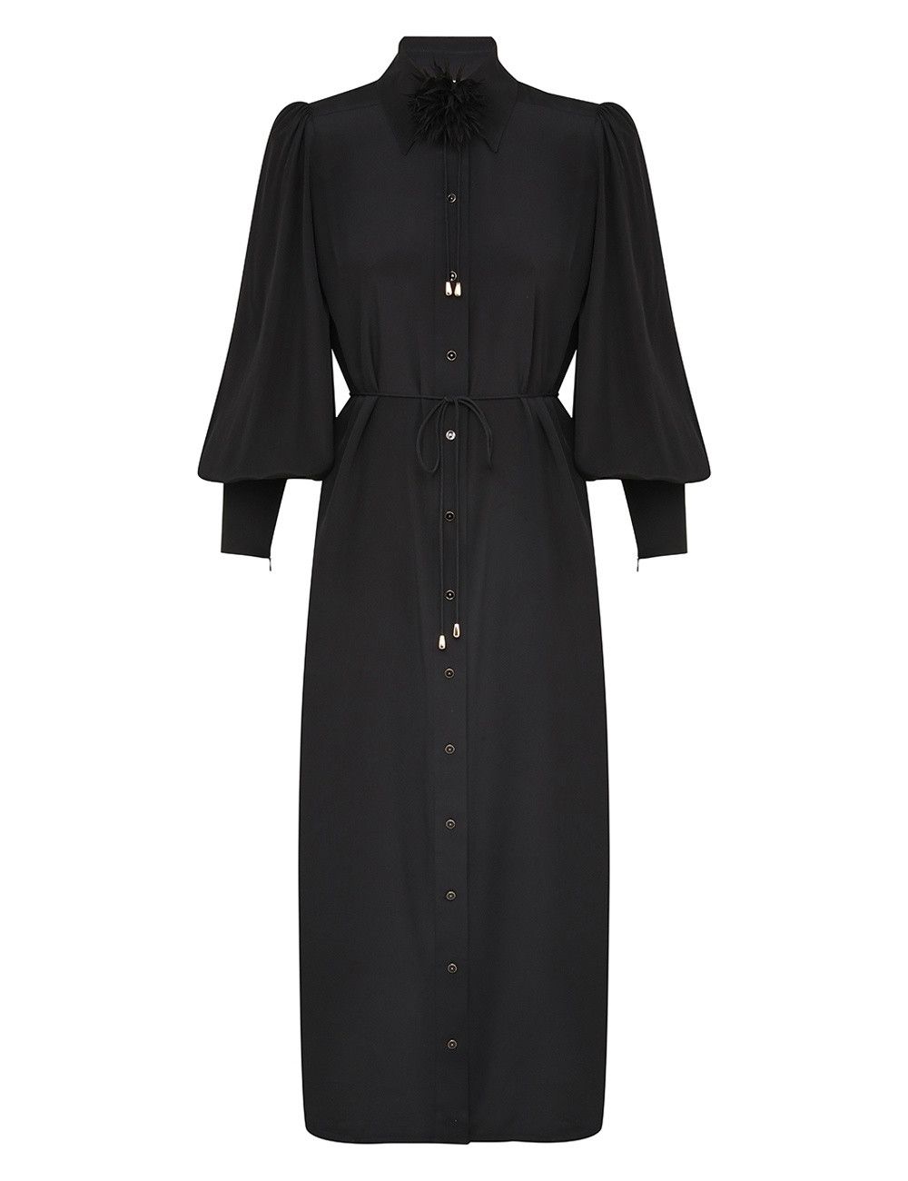 oc11z0825 Shirt Midi Dress in Black