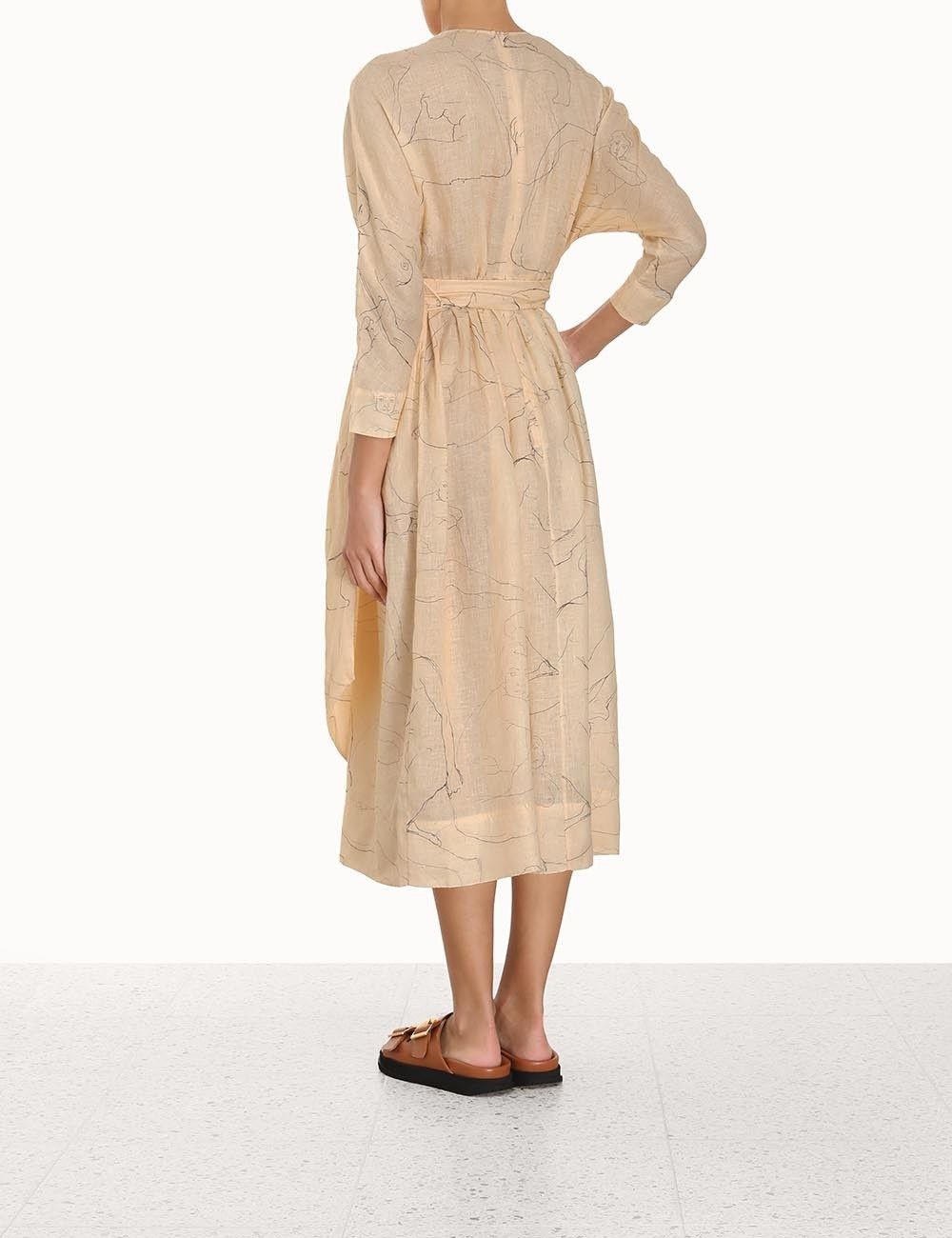 Zimmermann oc11z0225 Luminosity Tie Midi Dress in Light Peach Size L / US 10 / IT 46 - 4 Thumbnail