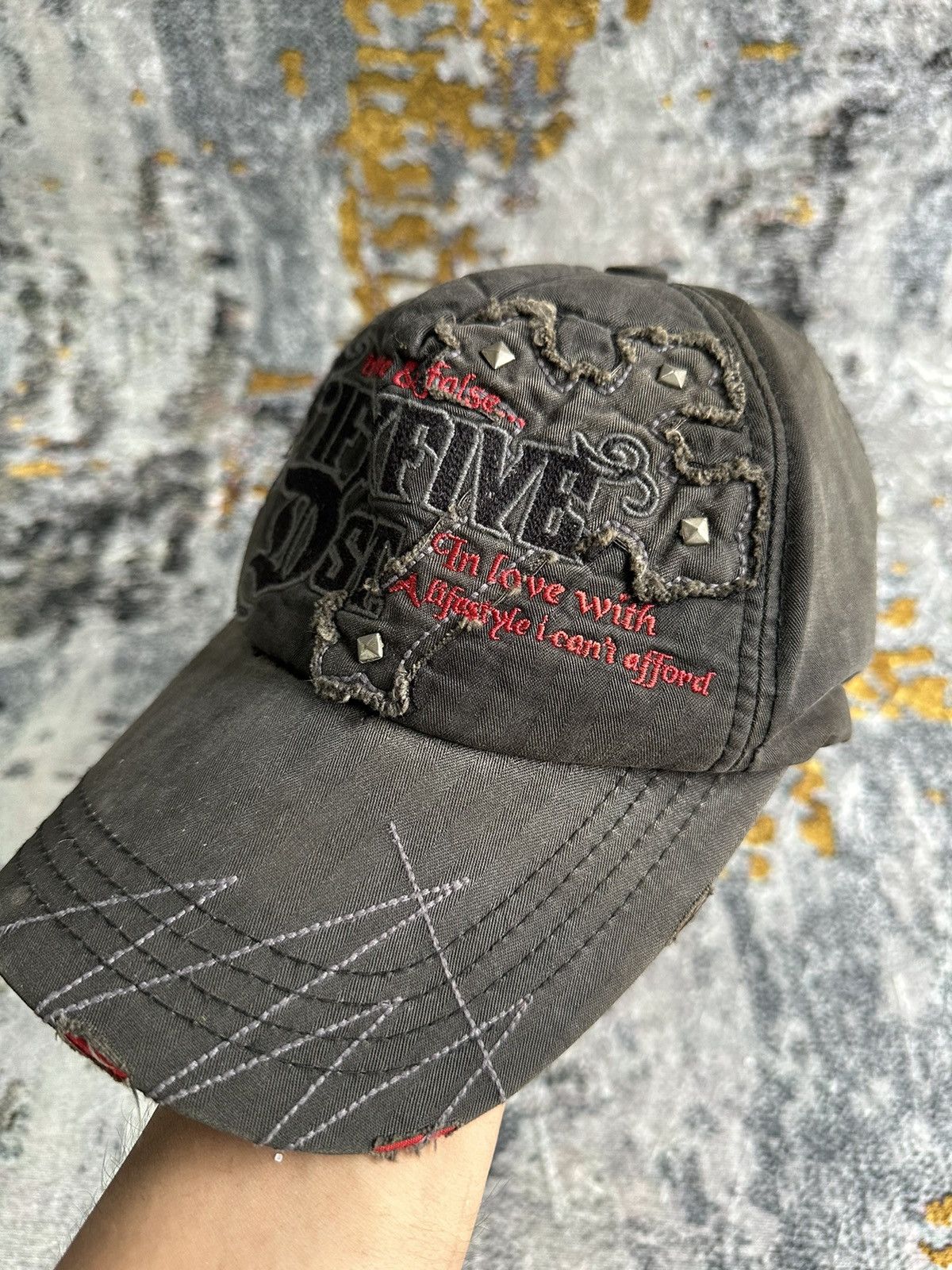 PPFM 💸NICE DESIGN💸 VINTAGE STUDED CROSS FADED DISTRESSED CAP Size ONE SIZE - 4 Thumbnail