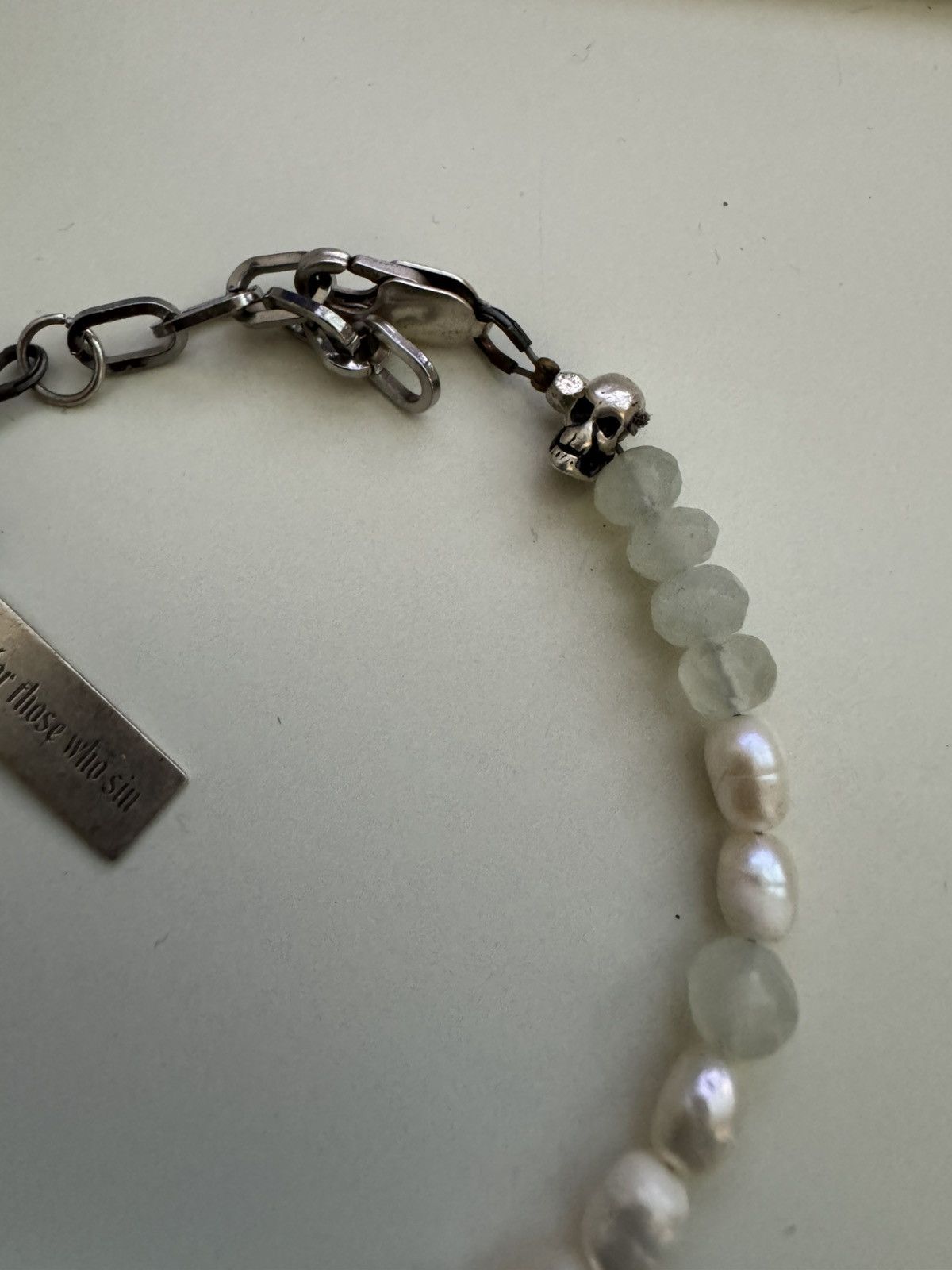 For Those Who Sin For Those Who Sin Jade an Pearl Skull Bracelet Size ONE SIZE - 3 Thumbnail