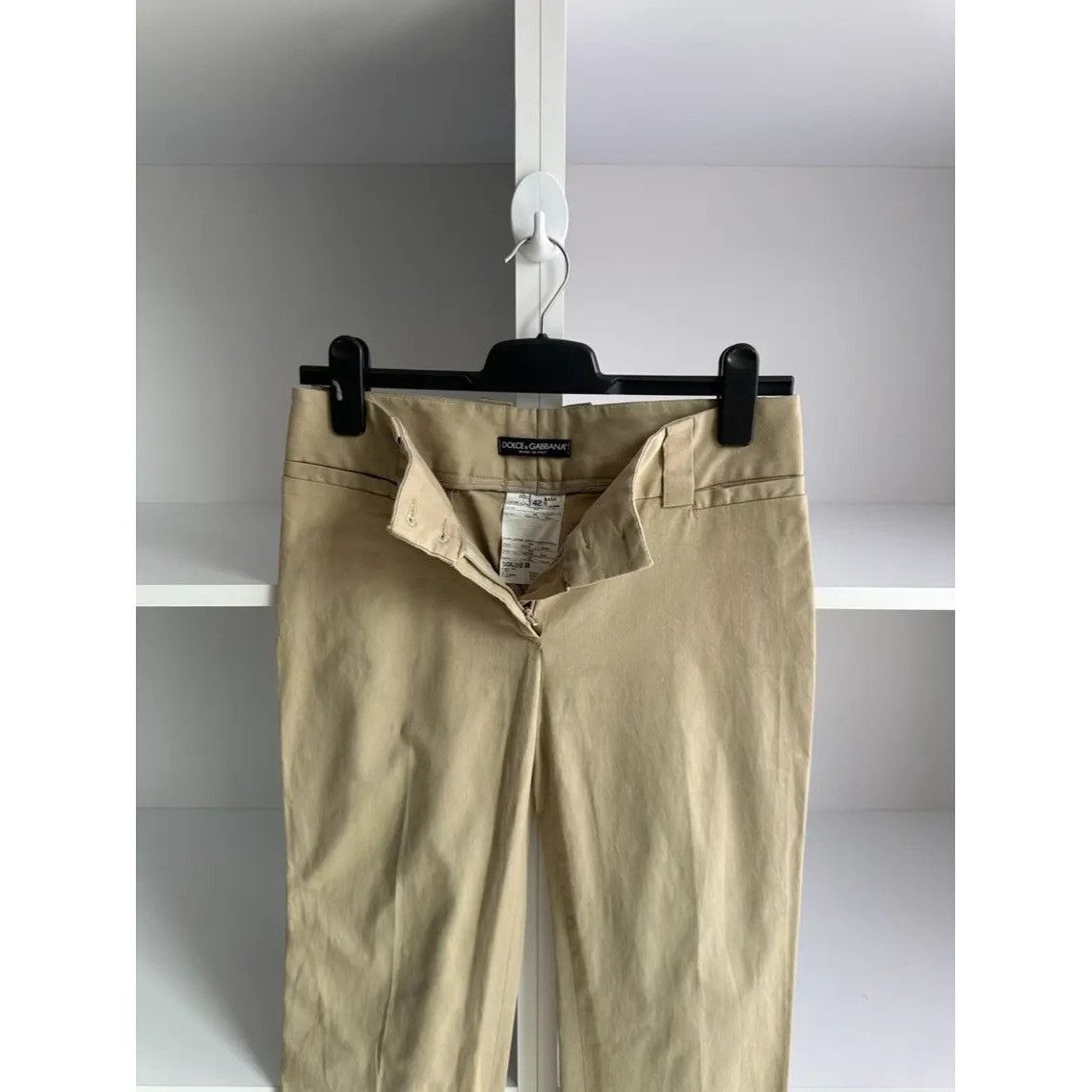 Dolce & Gabbana VTG Dolce&Gabbana Women's Beige Flared Straight Pants Size 28" / US 6 / IT 42 - 2 Thumbnail