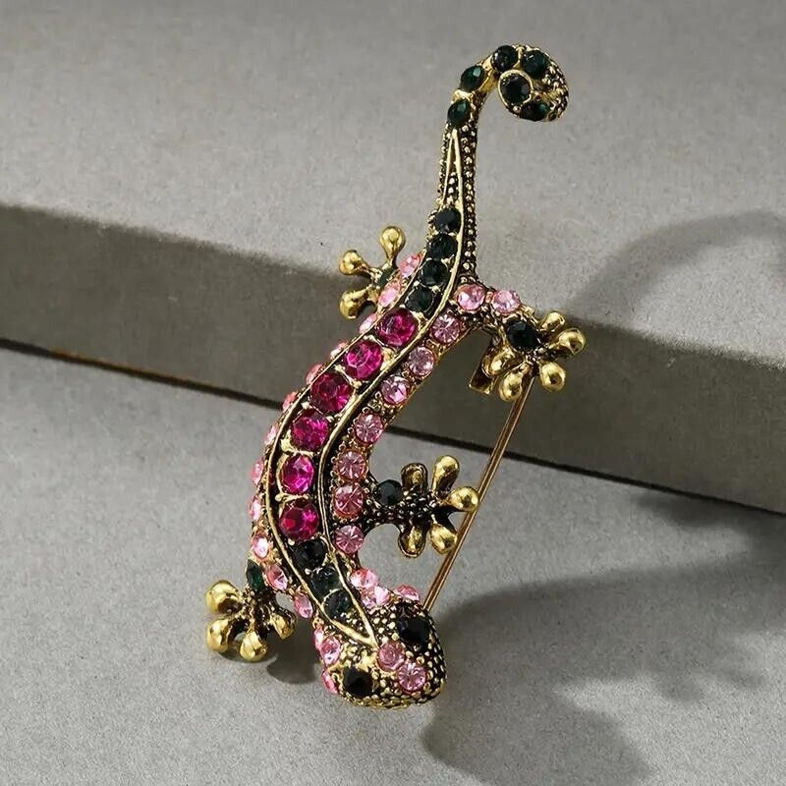Other Gecko Lizard Salamander Rhinestone Brooch •18K YGP Size ONE SIZE - 4 Thumbnail