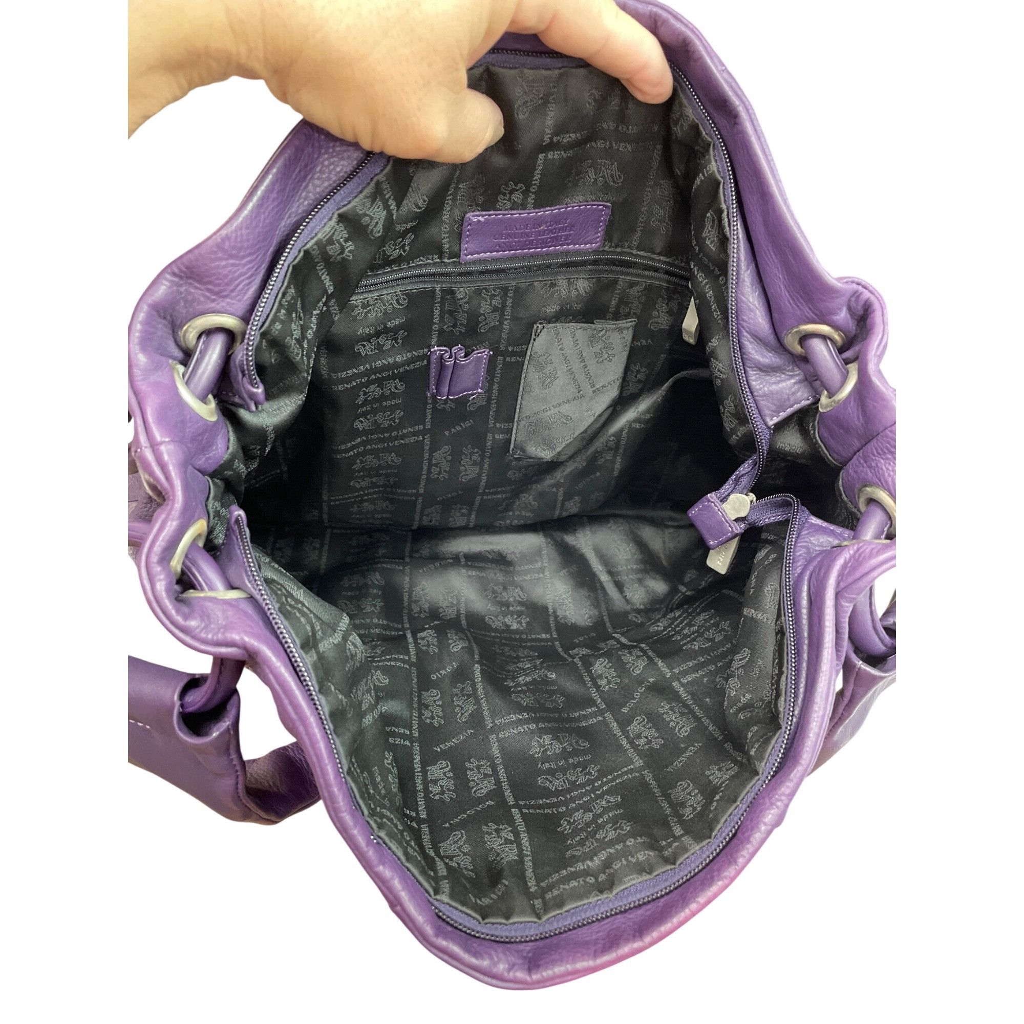 Other Renato Angi Vintage womans purple silver leather hobo should Size ONE SIZE - 9 Thumbnail