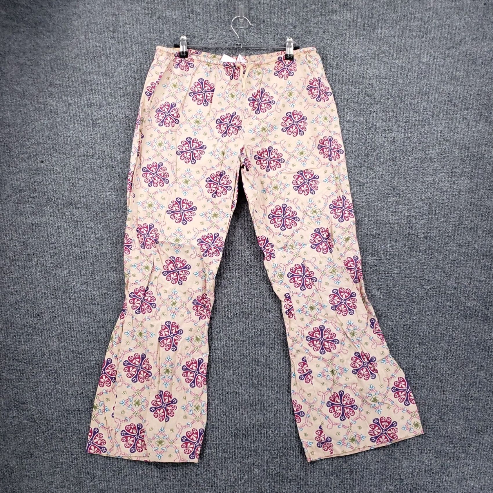 Vintage Xhilaration Pants Womens M Medium Beige Pink Mid-Rise Flared Hippie Pull On Size 32" / US 10 / IT 46 - 2 Thumbnail