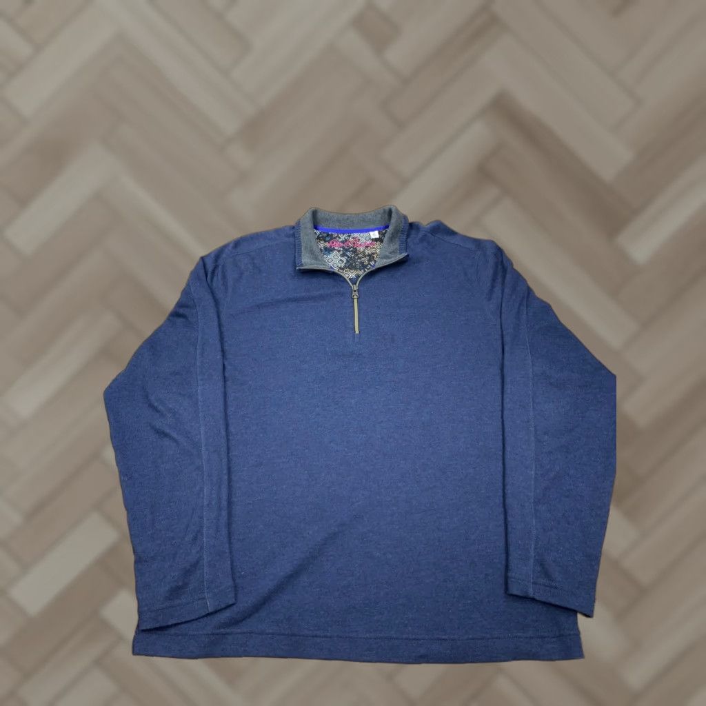 Robert Graham Robert Graham Mens Pullover 2XL Classic Fit Long Sleeve 1/4 Zip Heathered Blue Cardigan Style Sweater Jacket - N/A Size US XXL / EU 58 / 5 - 1 Thumbnail