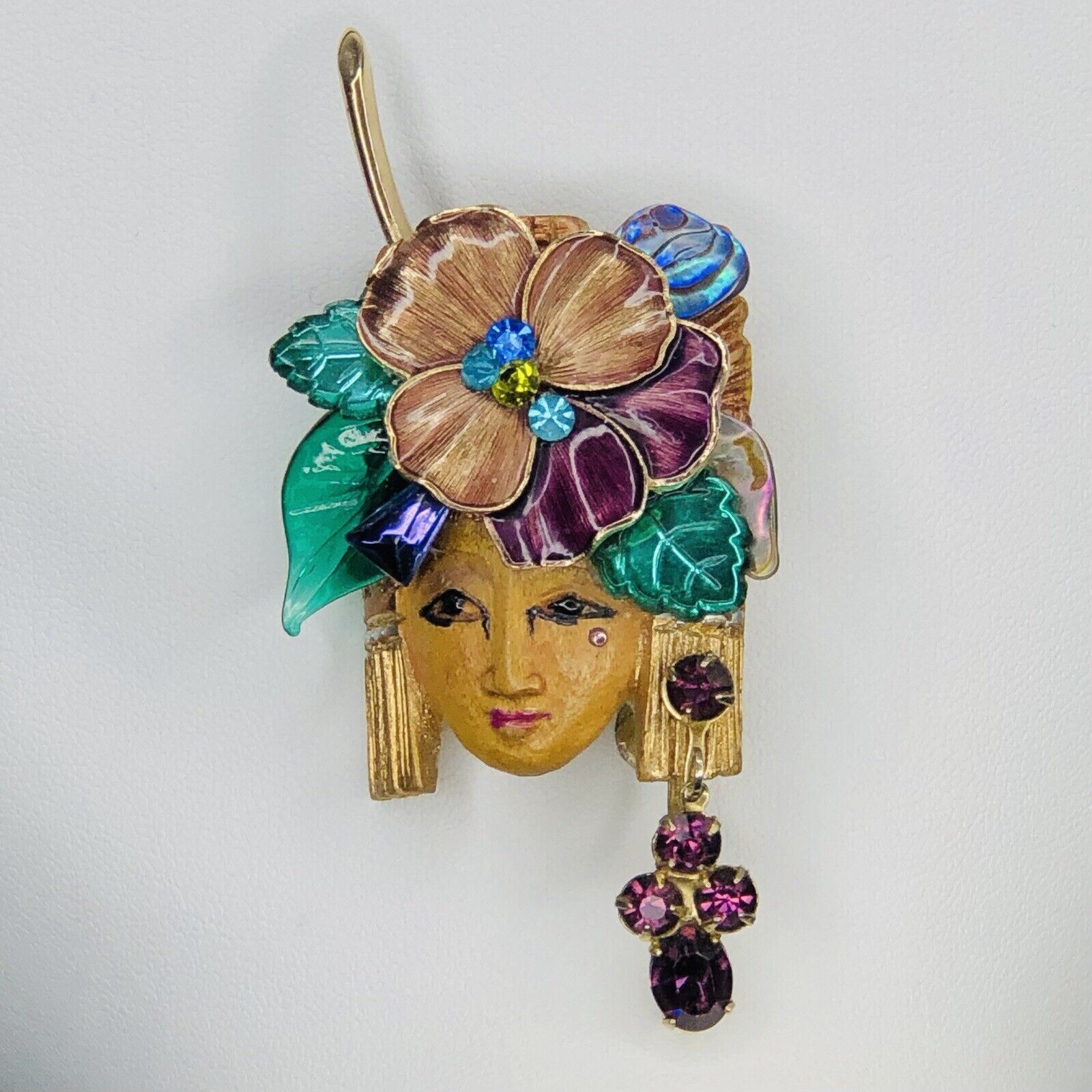 Other Vtg Amethyst CORO Pendant Carved Woman Face Brooch Enamel Size ONE SIZE - 3 Thumbnail