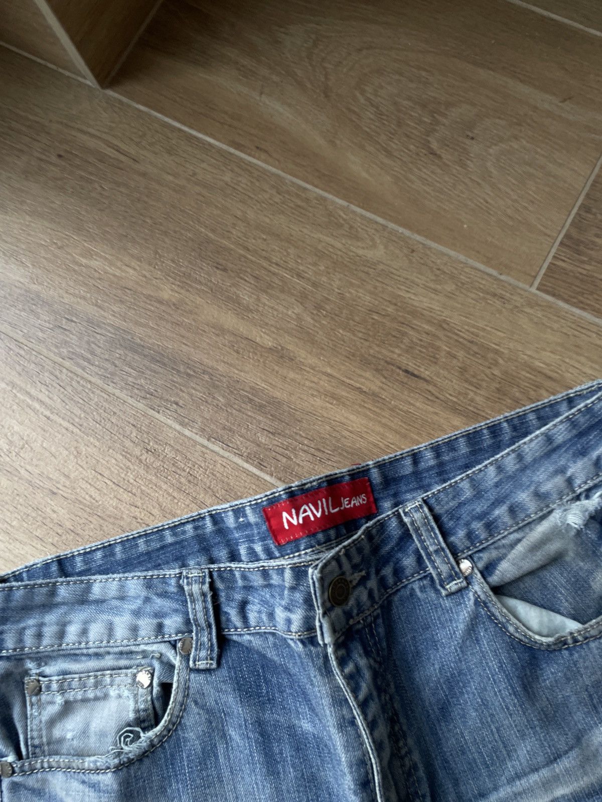 Japanese Brand Vintage Flared Jeans Baggy Mud Washed Distressed Faded Y2K Size US 34 / EU 50 - 8 Thumbnail