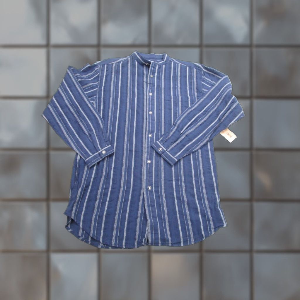 Scully Blue Striped Long Sleeve Button-Up Shirt Mens M