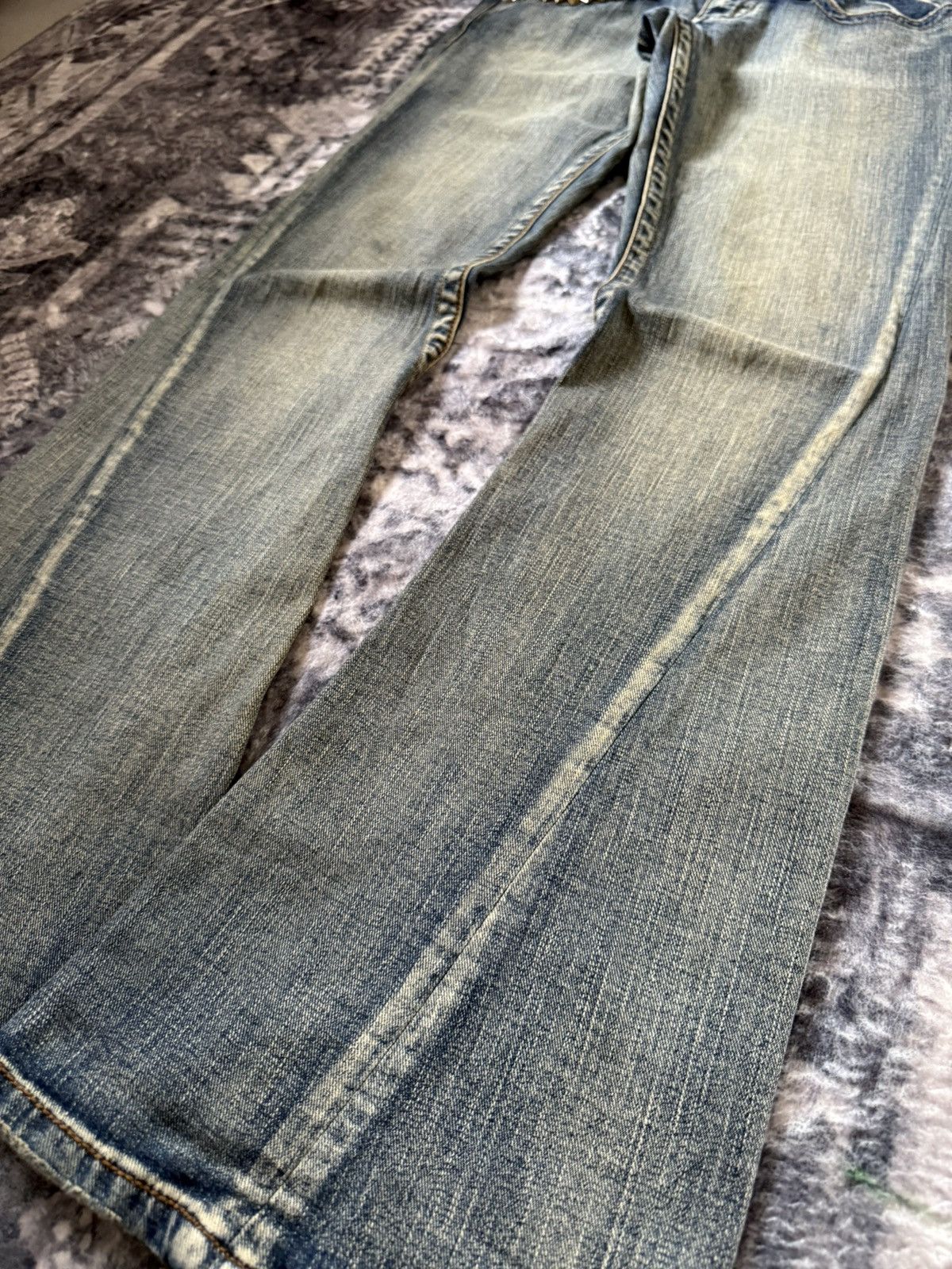 If Six Was Nine YMI Mud Wash Spiral Paneled Studded Flared Jeans Size US 32 / EU 48 - 8 Thumbnail